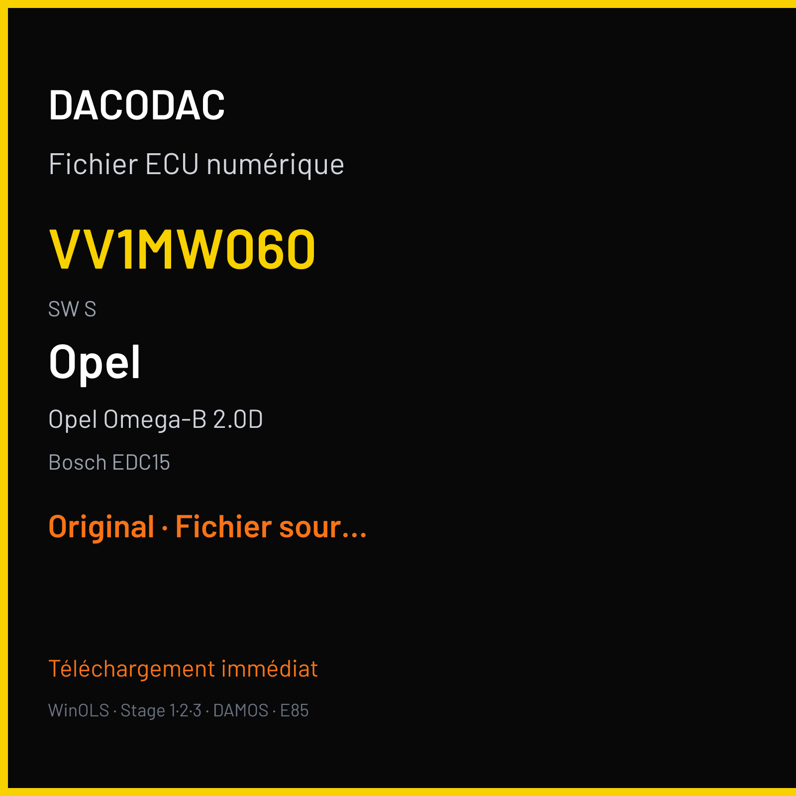 Opel Omega-B 2.0D — Bosch EDC15 — VV1MW060 · S — Original