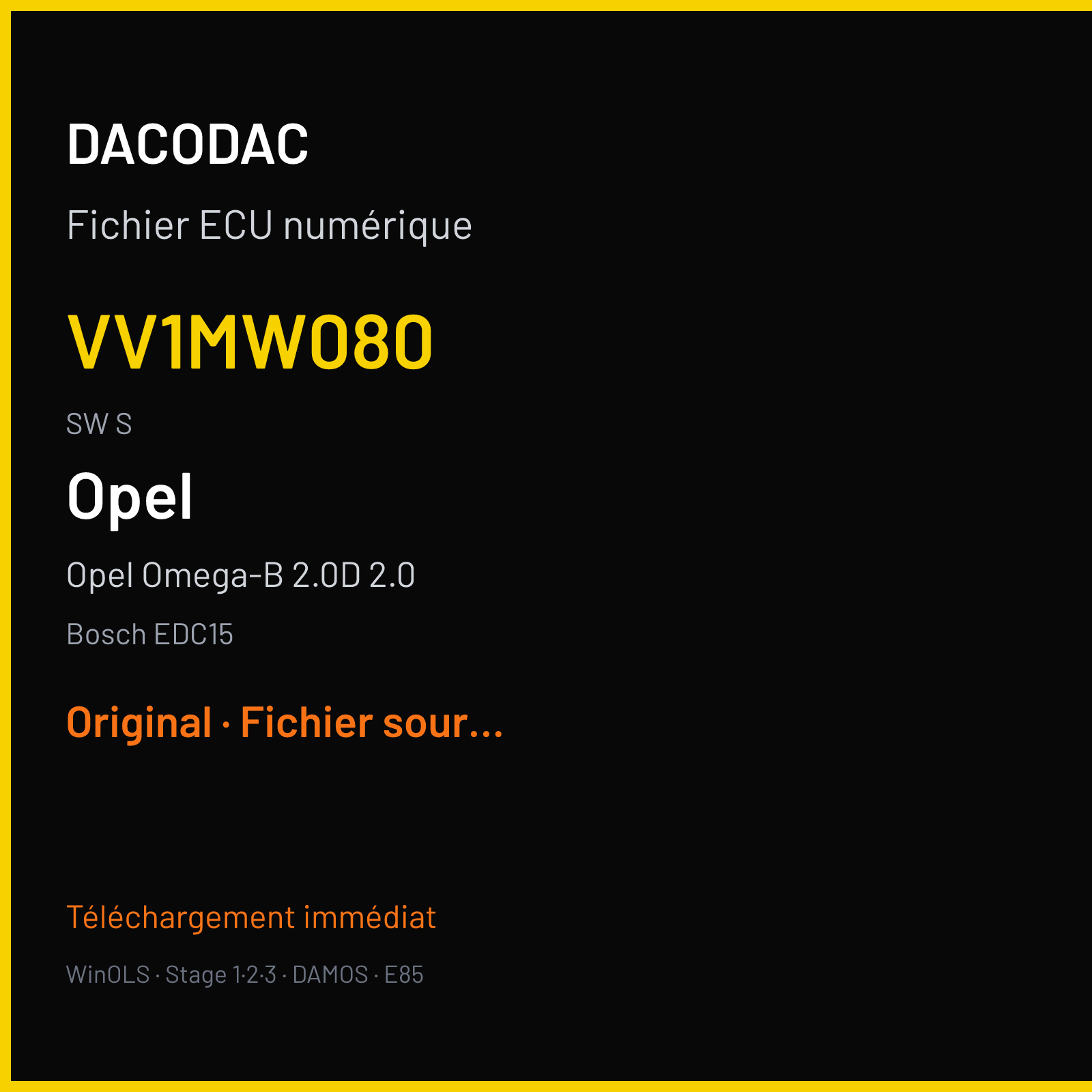 Opel Omega-B 2.0D 2.0 — Bosch EDC15 — VV1MW080 · S — Original