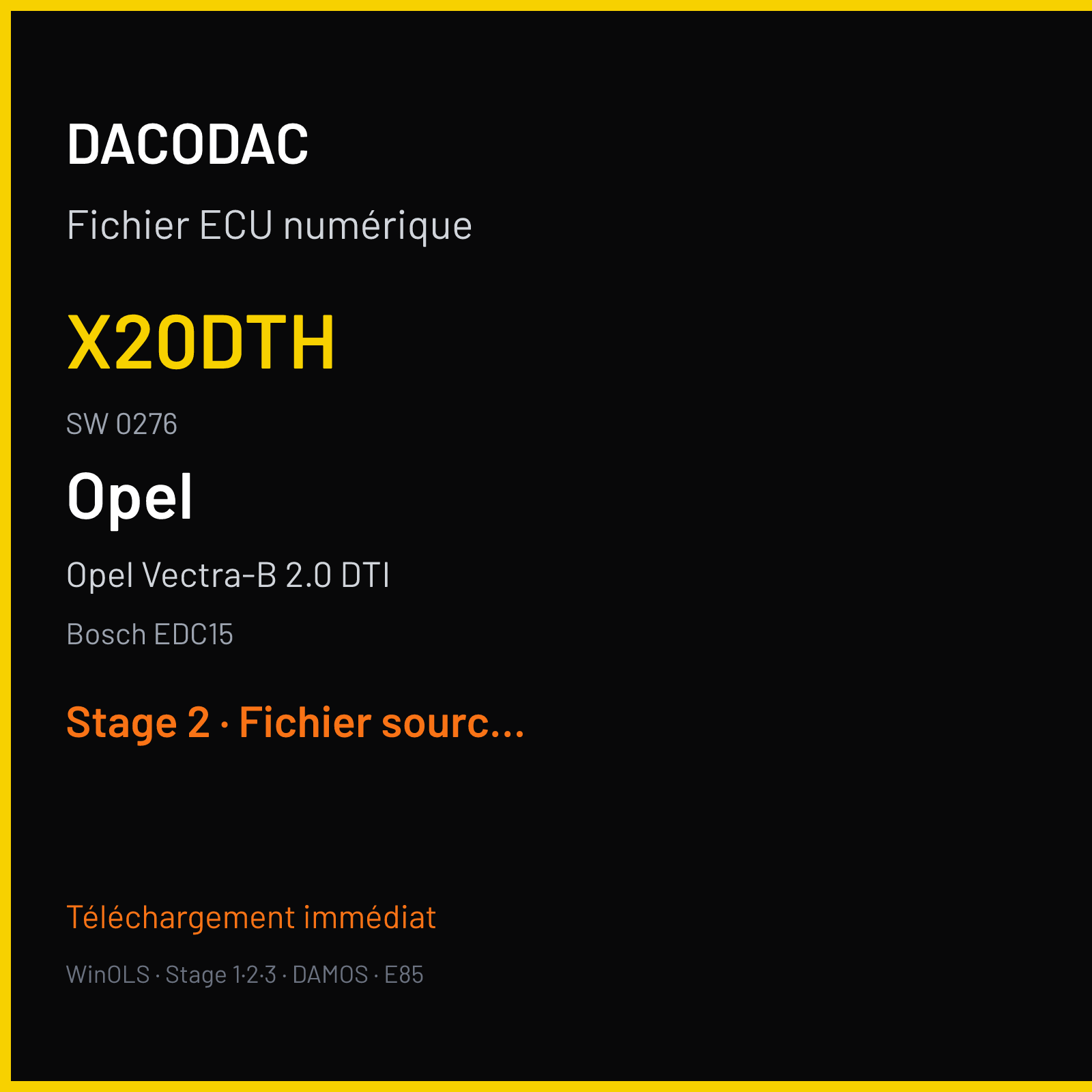 Opel Vectra-B 2.0 DTI (2004) — Bosch EDC15 — X20DTH · 0276 — Stage 2