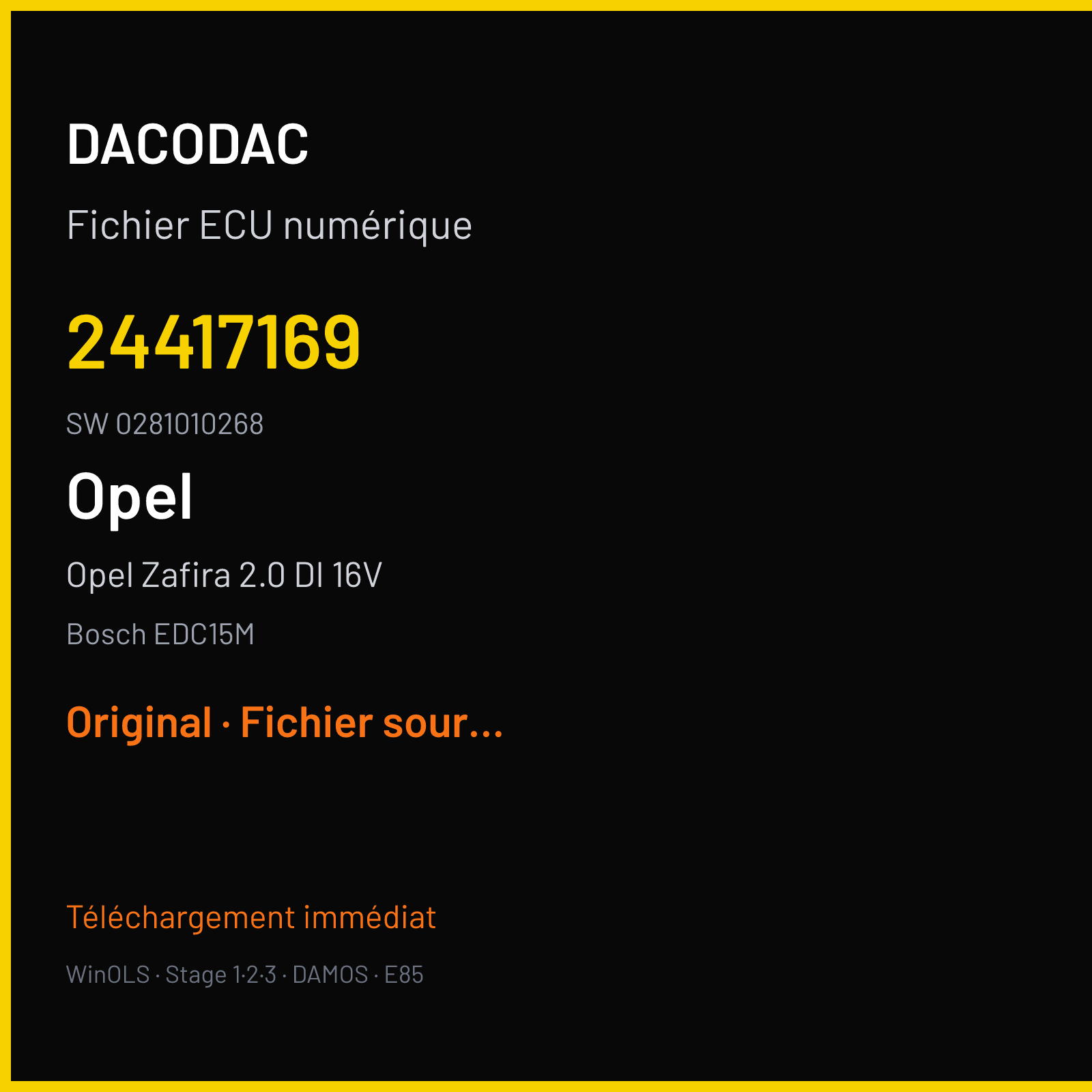 Opel Zafira 2.0 DI 16V 101 ch (2000) — Bosch EDC15M — 24417169 · 0281010268 — Original
