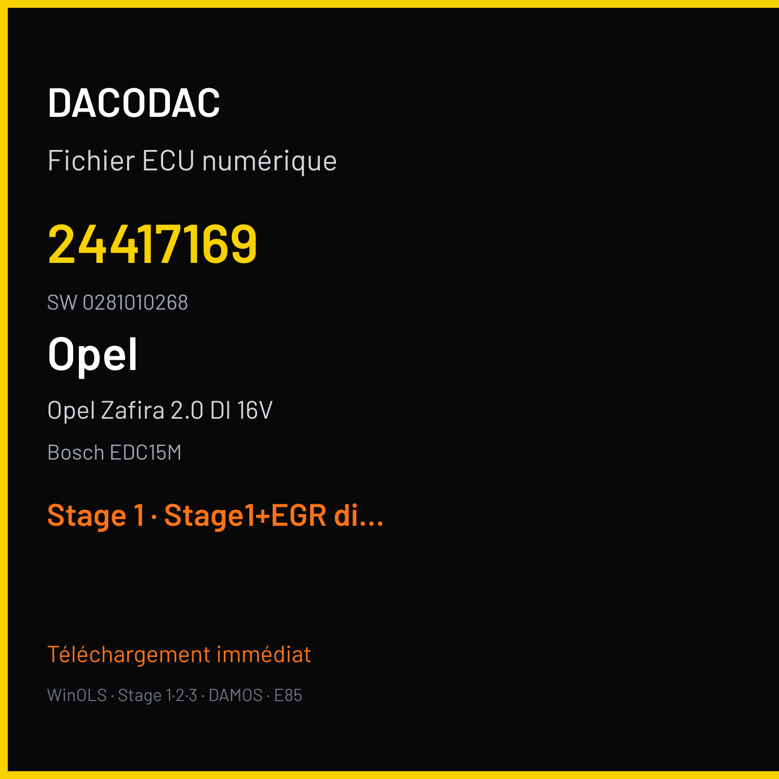 Opel Zafira 2.0 DI 16V 101 ch (2000) — Bosch EDC15M — 24417169 · 0281010268 — Stage 1