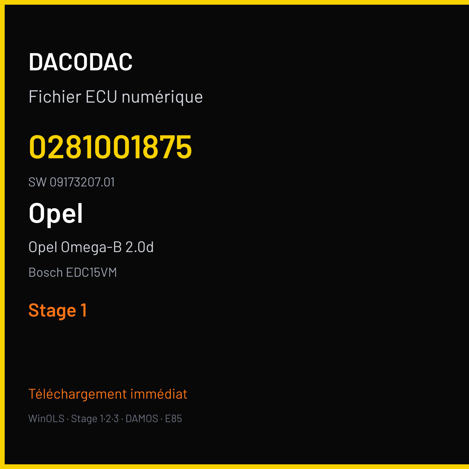 Opel Omega-B 2.0d 101 ch (2000) — Bosch EDC15VM — 0281001875 · 09173207.01 · VV1MS080 S — Stage 1