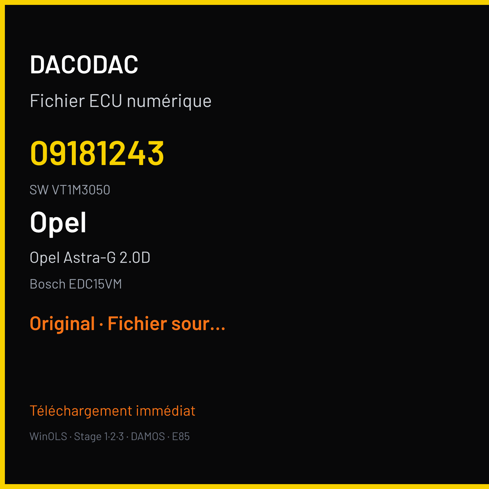 Opel Astra-G 2.0D — Bosch EDC15VM — 09181243 · VT1M3050 — Original