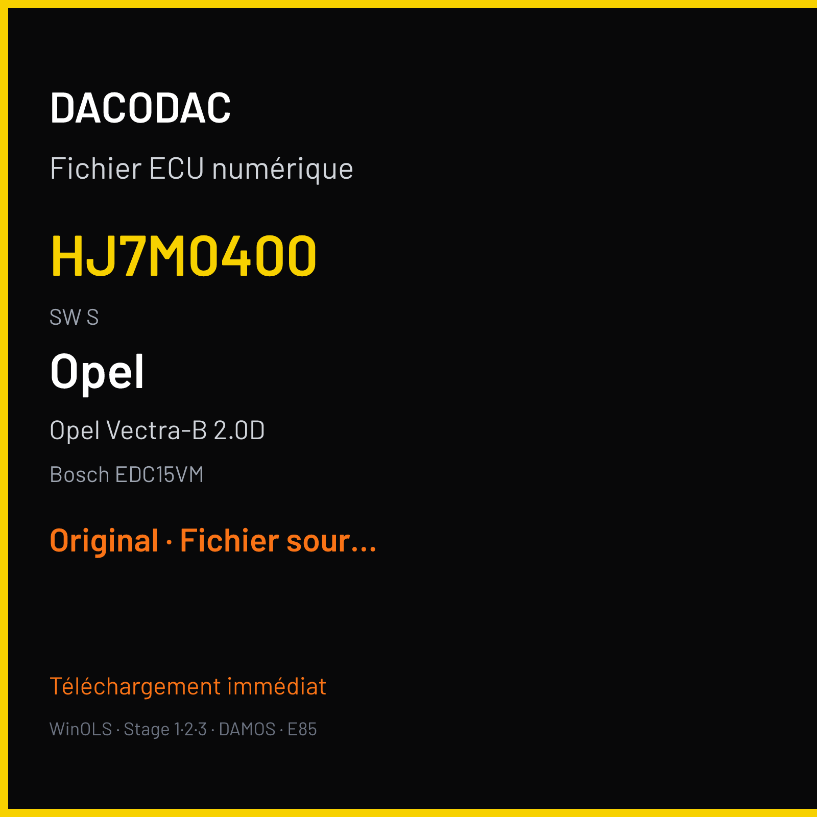 Opel Vectra-B 2.0D (2001) — Bosch EDC15VM — HJ7M0400 · S — Original