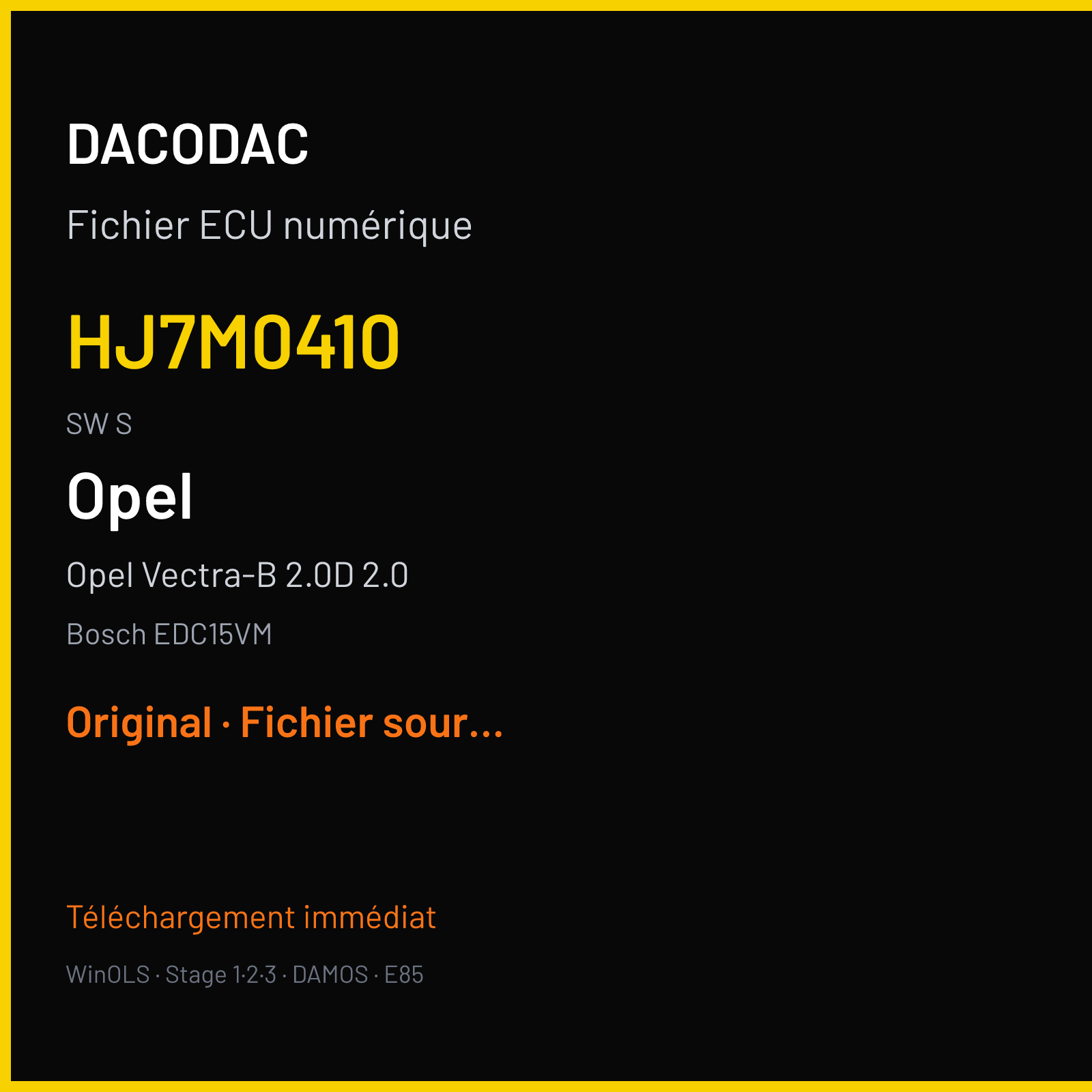 Opel Vectra-B 2.0D 2.0 — Bosch EDC15VM — HJ7M0410 · S — Original