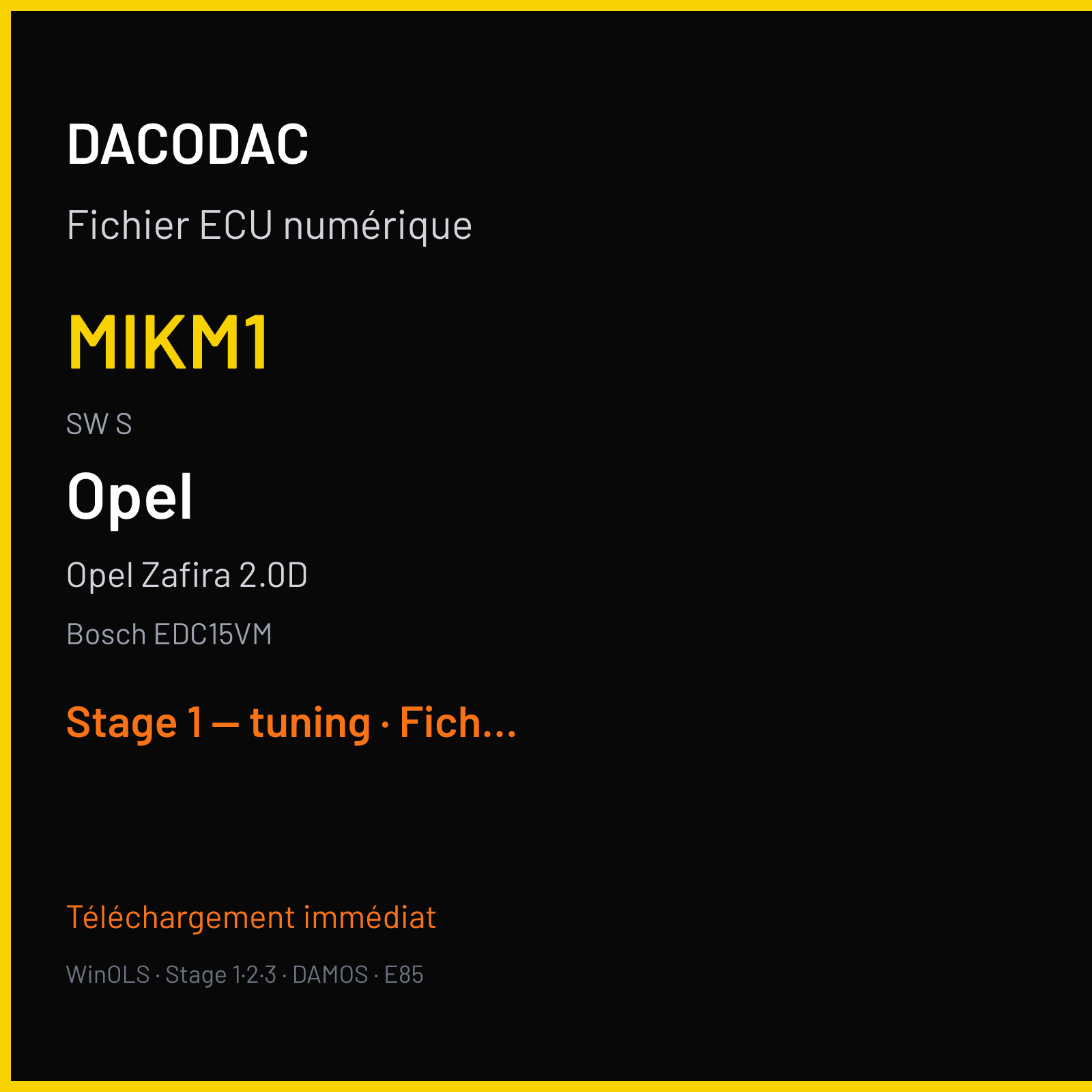 Opel Zafira 2.0D — Bosch EDC15VM — MIKM1 · S — Stage 1 — tuning