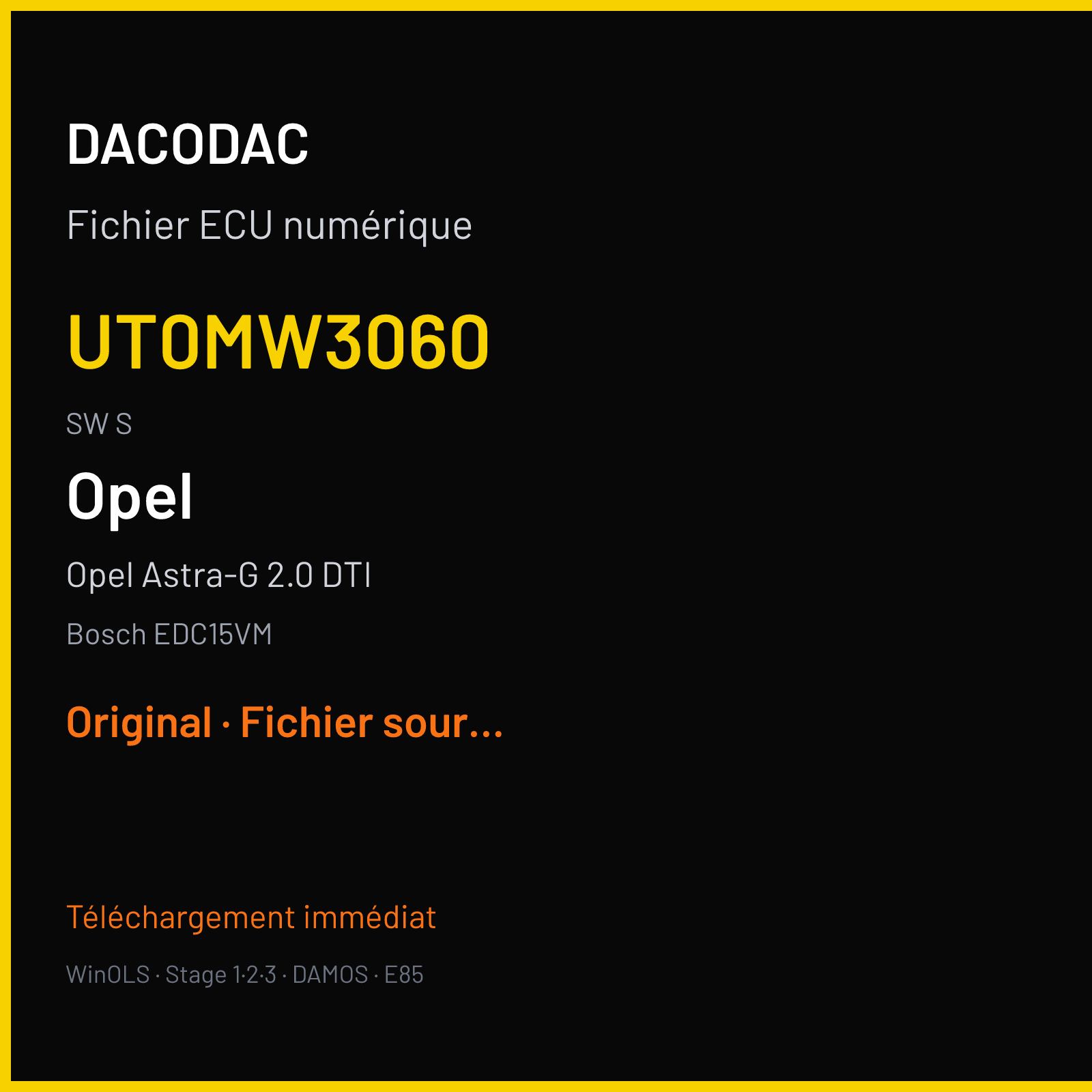 Opel Astra-G 2.0 DTI — Bosch EDC15VM — UT0MW3060 · S — Original