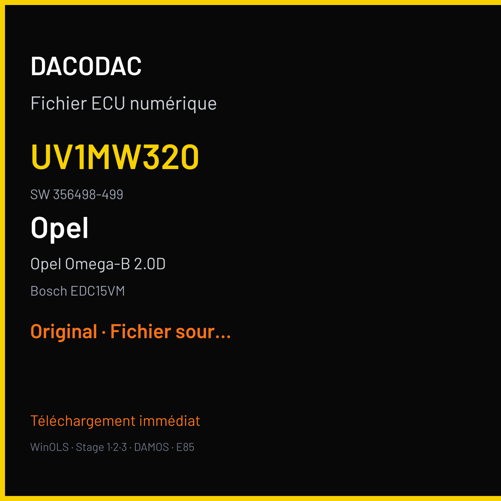 Opel Omega-B 2.0D — Bosch EDC15VM — UV1MW320 · 356498-499 — Original