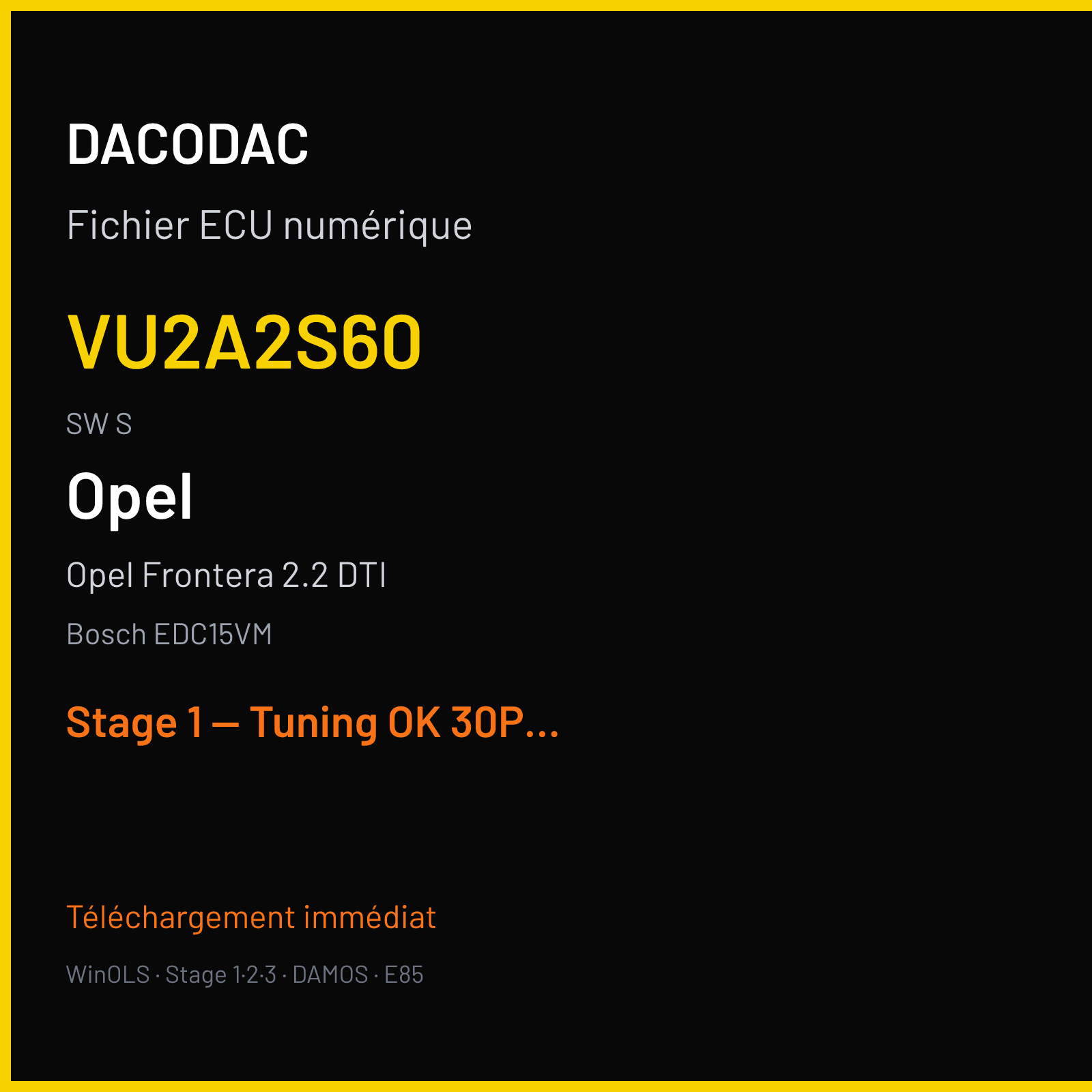 Opel Frontera 2.2 DTI — Bosch EDC15VM — VU2A2S60 · S — Stage 1 — Tuning OK 30PS