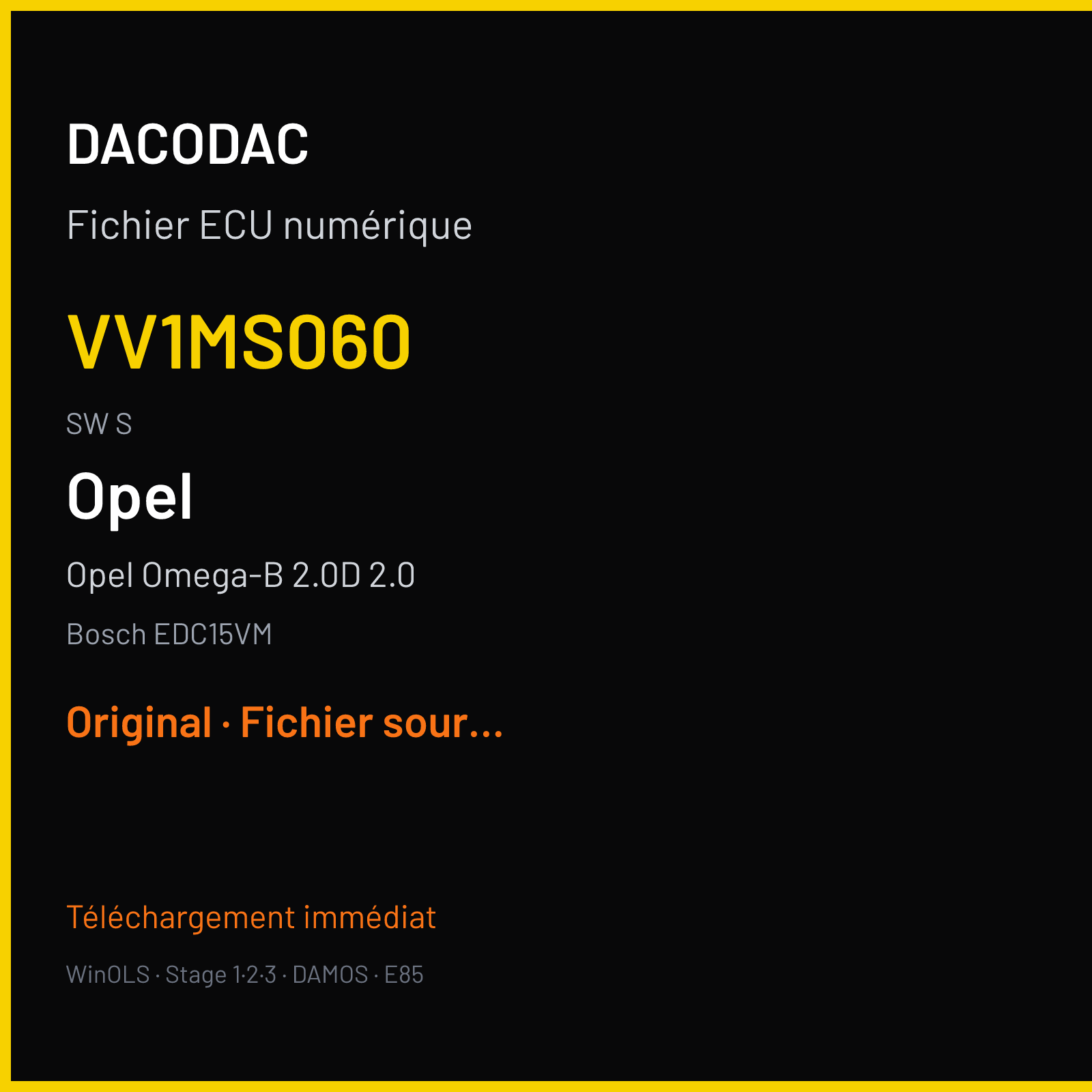 Opel Omega-B 2.0D 2.0 — Bosch EDC15VM — VV1MS060 · S — Original