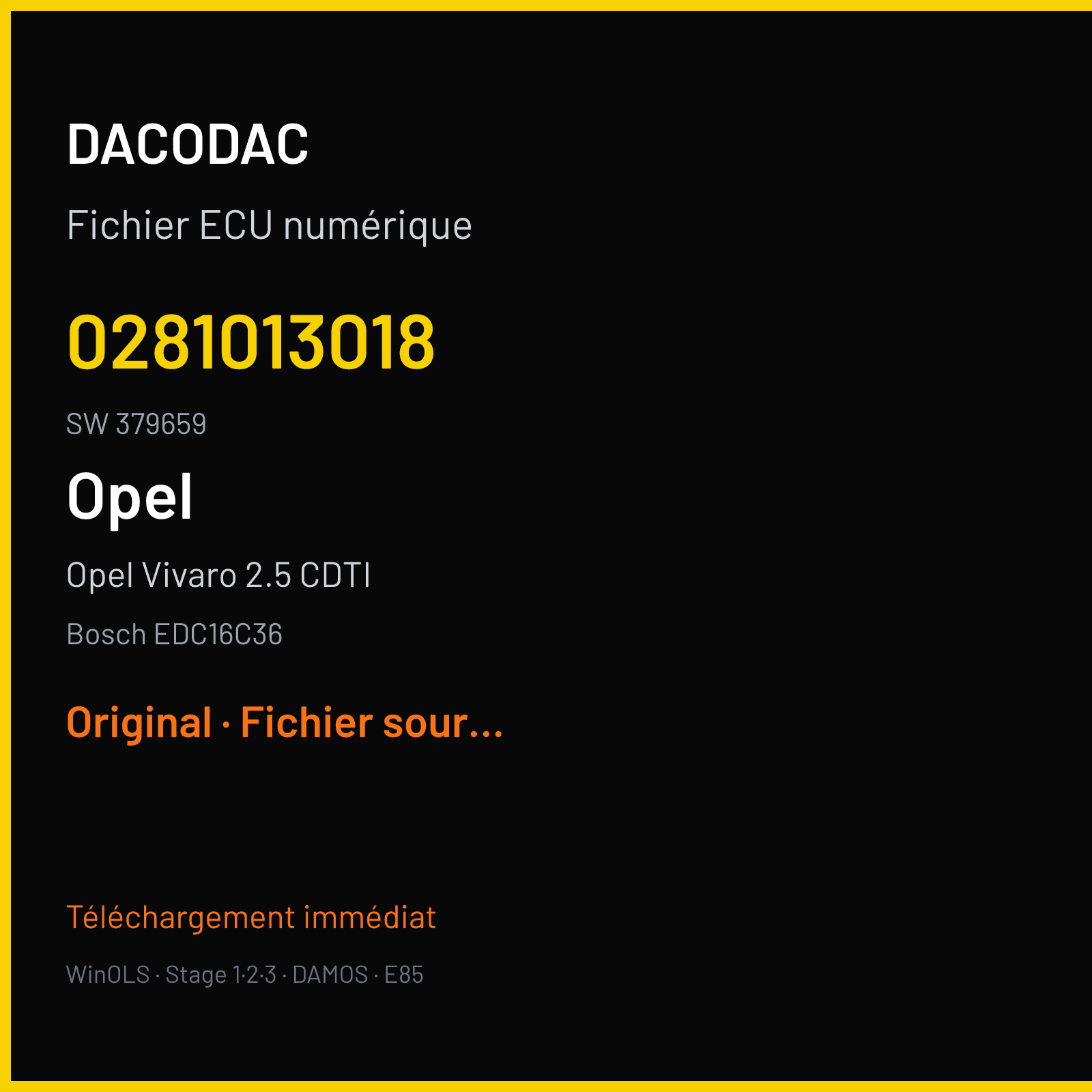 Opel Vivaro 2.5 CDTI (2006) — Bosch EDC16C36 — 0281013018 · 379659 — Original