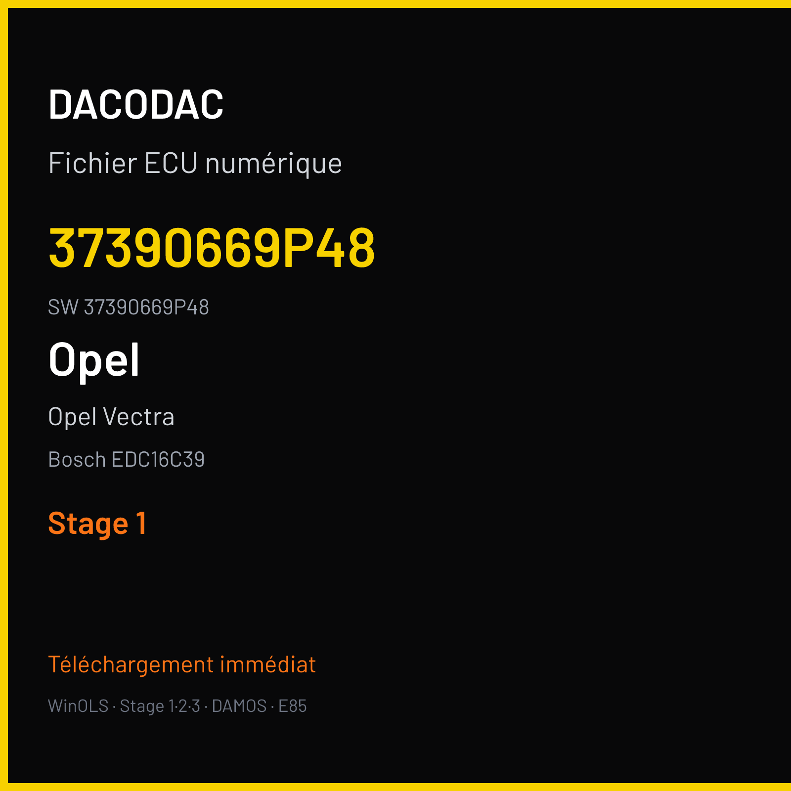 Opel Vectra 150 ch — Bosch EDC16C39 — 37390669P48 · 37390669P48 · 390669 — Stage 1