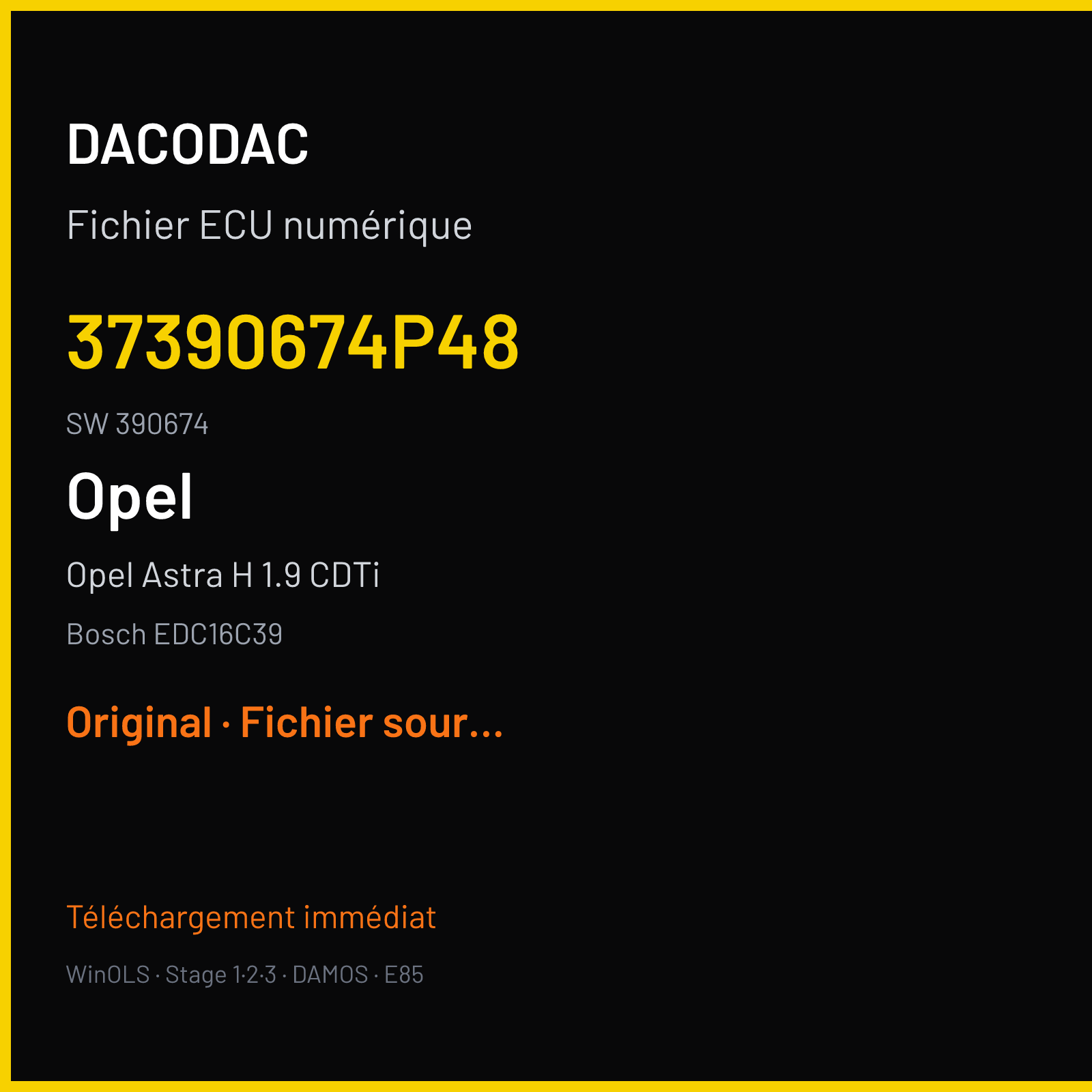 Opel Astra H 1.9 CDTi — Bosch EDC16C39 — 37390674P48 · 390674 — Original