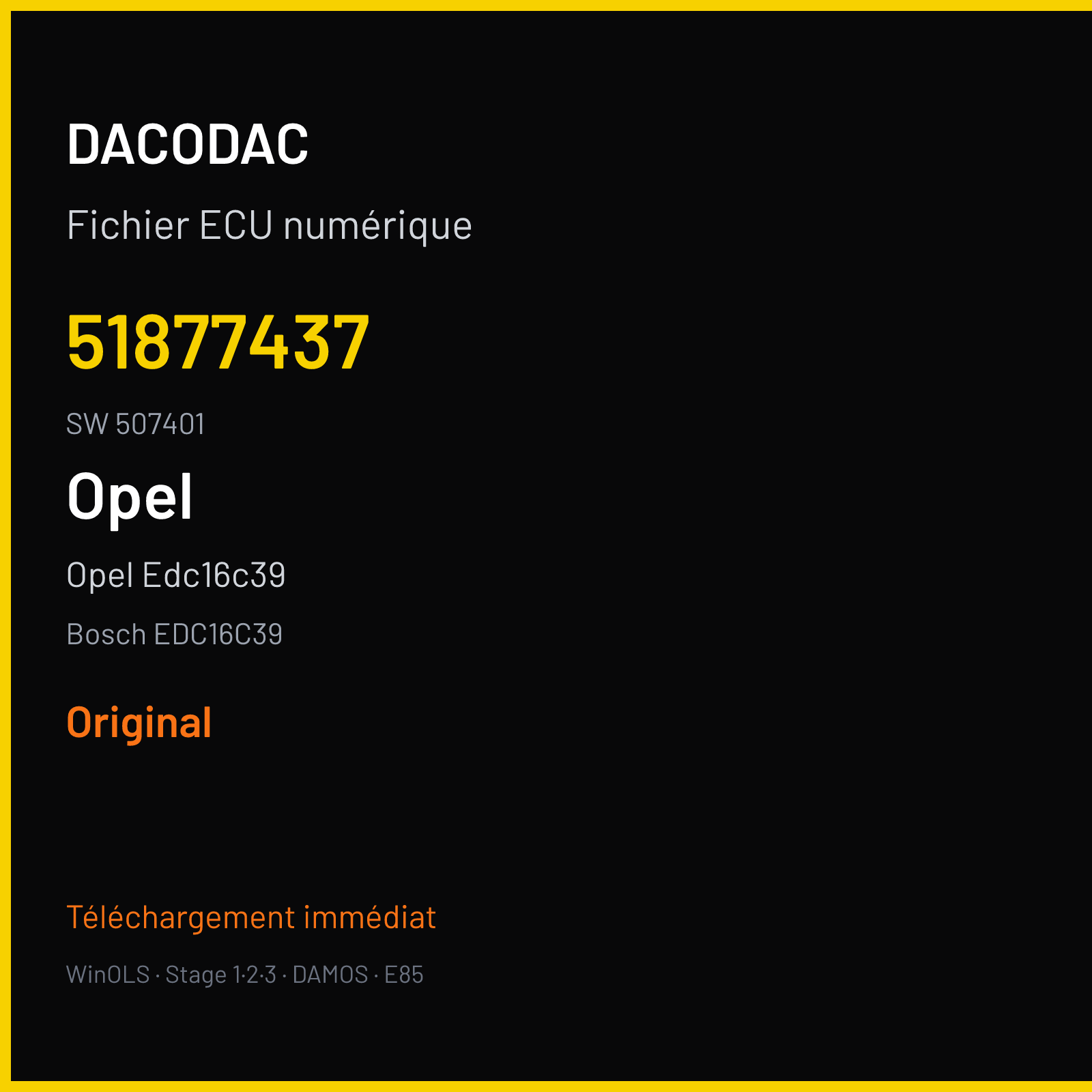 Opel Edc16c39 — Bosch EDC16C39 — 51877437 · 507401 — Original