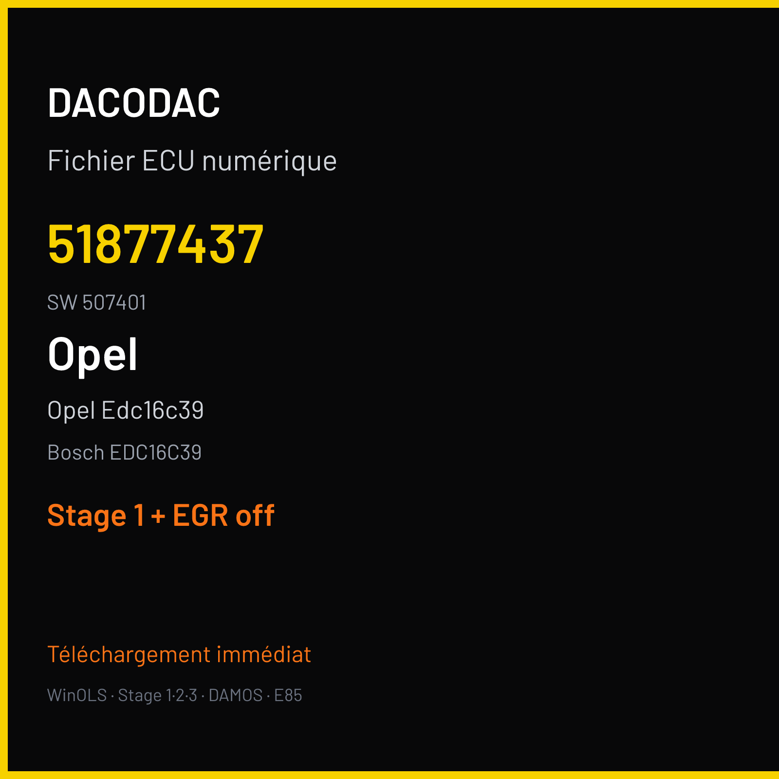 Opel Edc16c39 — Bosch EDC16C39 — 51877437 · 507401 — Stage 1 + EGR off