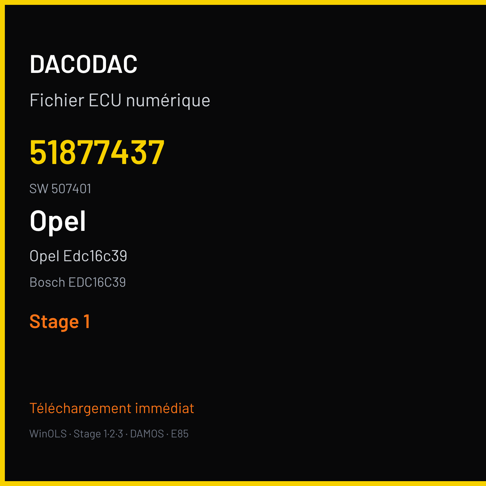 Opel Edc16c39 — Bosch EDC16C39 — 51877437 · 507401 — Stage 1