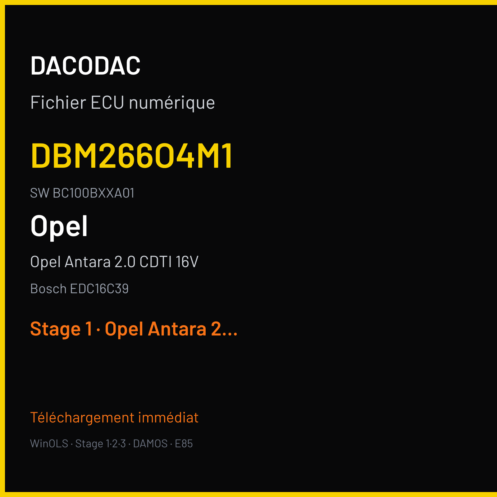 Opel Antara 2.0 CDTI 16V 127 ch (2009) — Bosch EDC16C39 — DBM266O4M1 · BC100BXXA01 · 96950947 — Stage 1