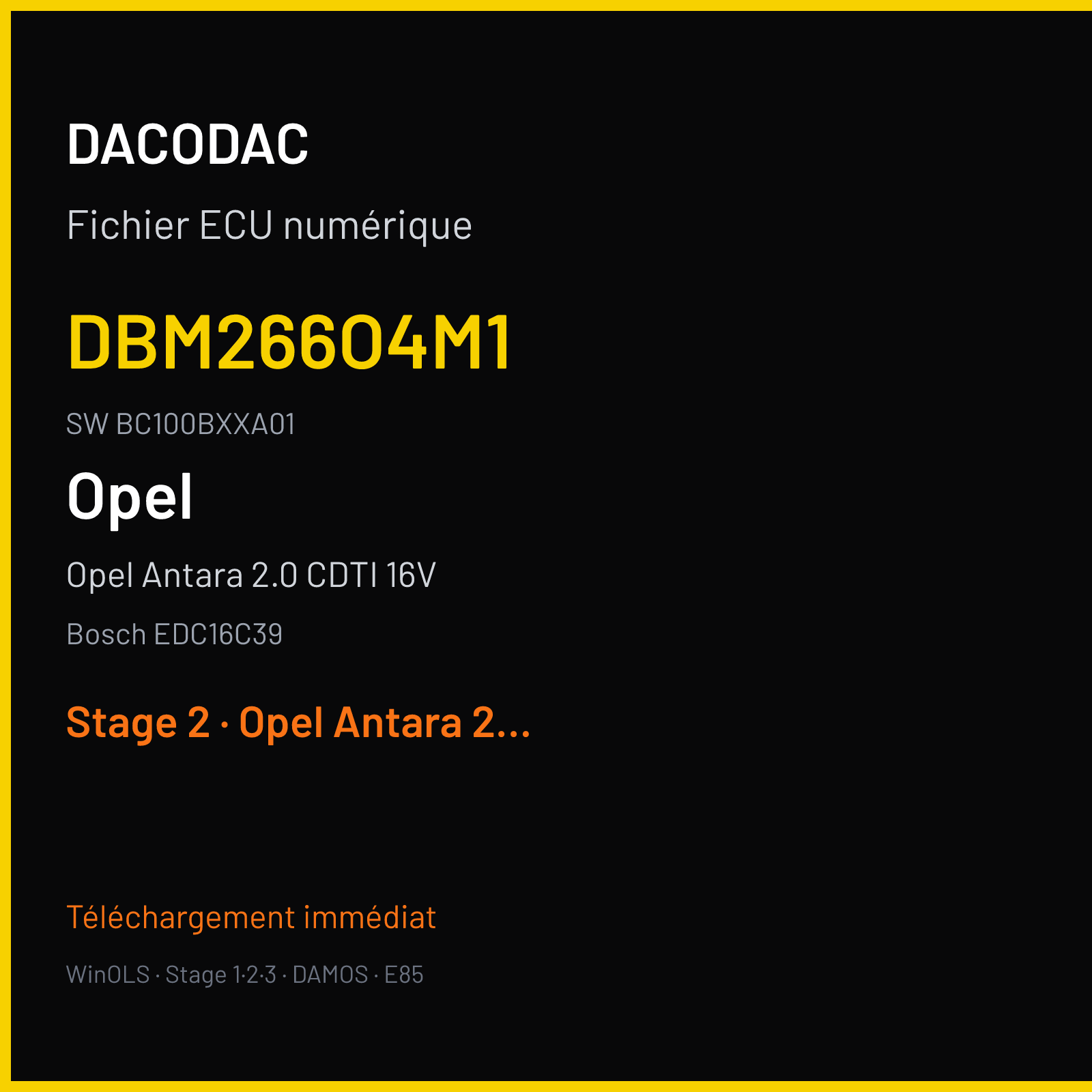 Opel Antara 2.0 CDTI 16V 127 ch (2009) — Bosch EDC16C39 — DBM266O4M1 · BC100BXXA01 · 96950947 — Stage 2