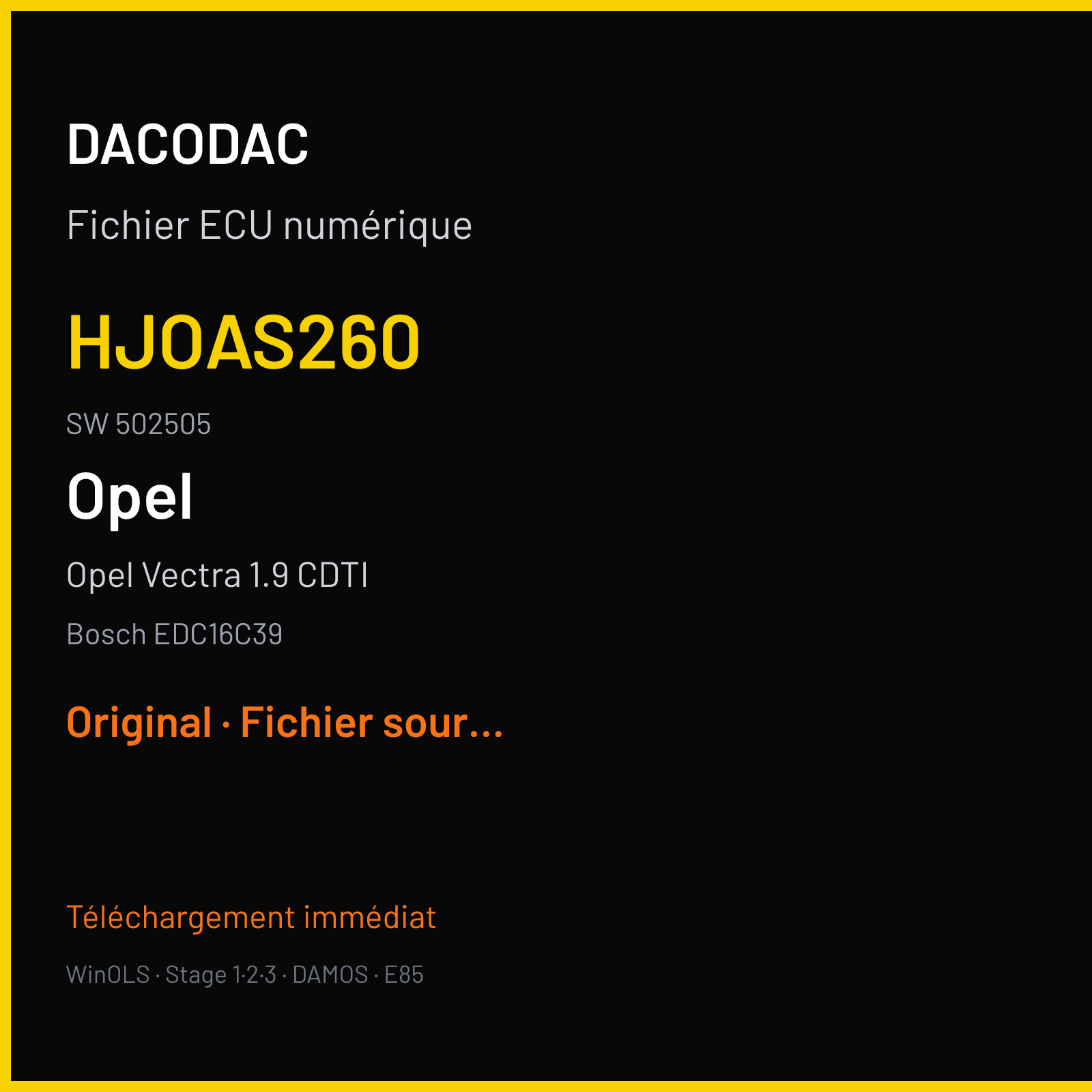 Opel Vectra 1.9 CDTI (2006) — Bosch EDC16C39 — HJOAS260 · 502505 — Original