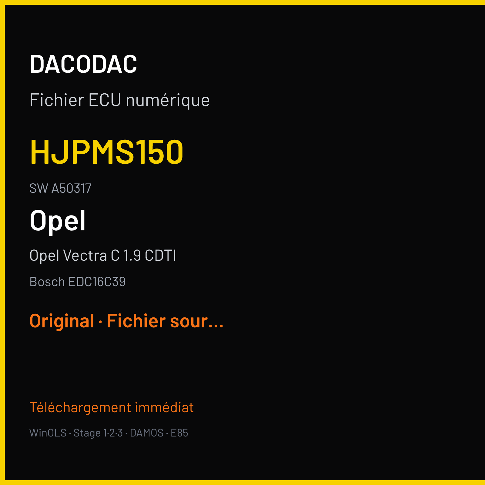 Opel Vectra C 1.9 CDTI (2005) — Bosch EDC16C39 — HJPMS150 · A50317 — Original