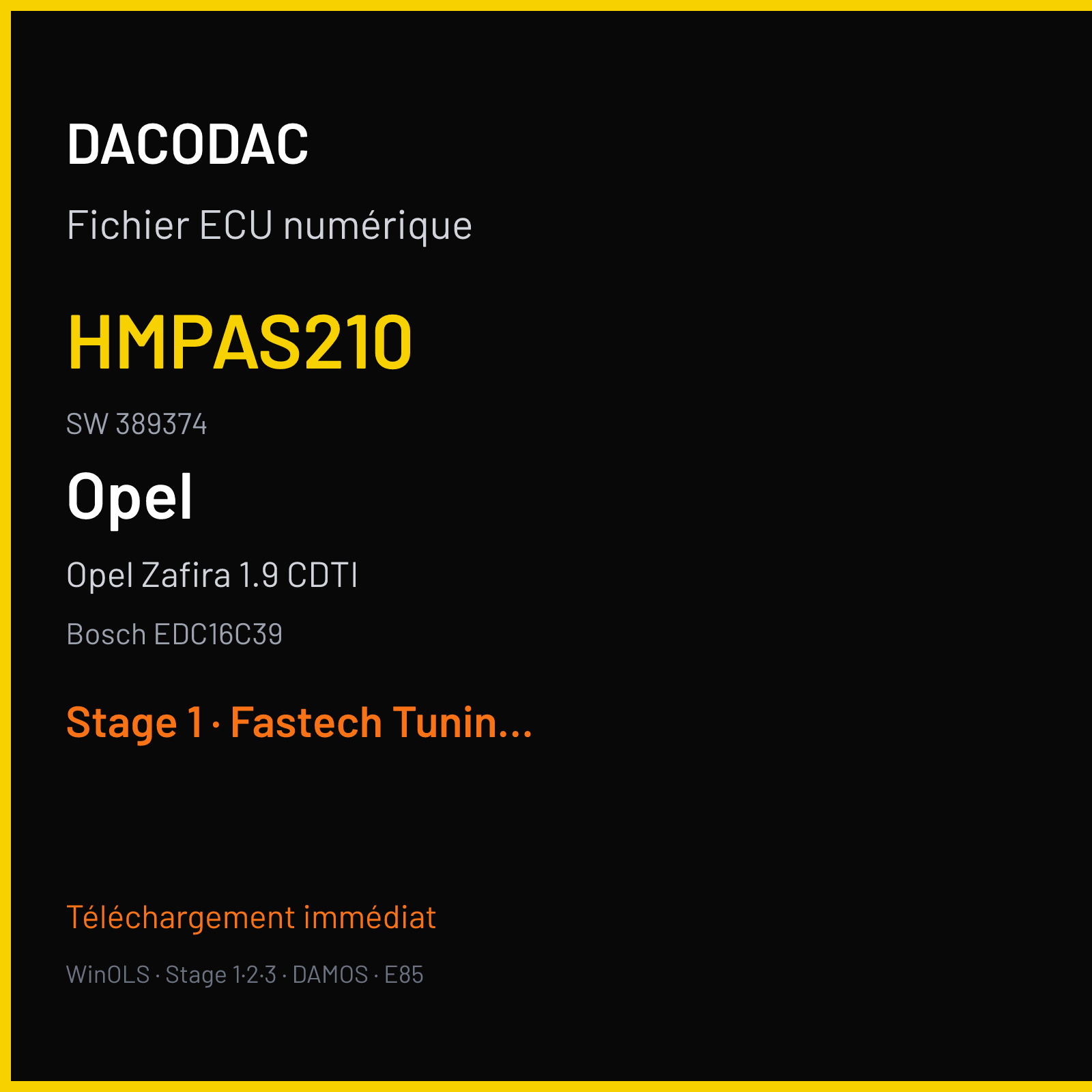 Opel Zafira 1.9 CDTI (2005) — Bosch EDC16C39 — HMPAS210 · 389374 — Stage 1