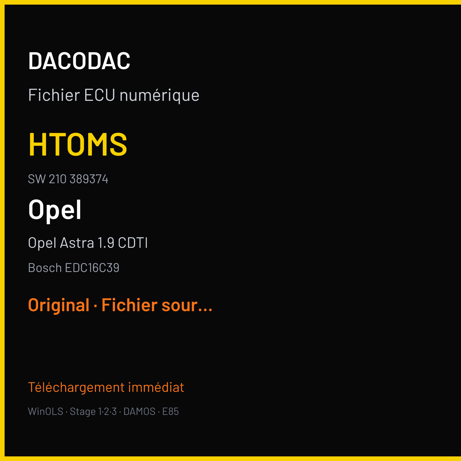 Opel Astra 1.9 CDTI (2008) — Bosch EDC16C39 — HTOMS · 210 389374 — Original