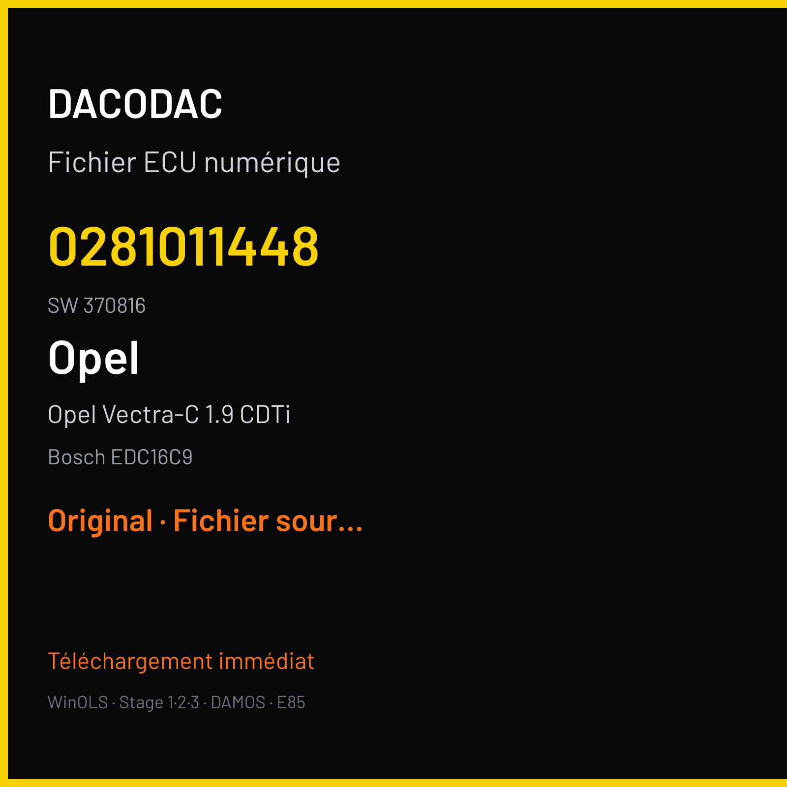 Opel Vectra-C 1.9 CDTi (2004) — Bosch EDC16C9 — 0281011448 · 370816 — Original