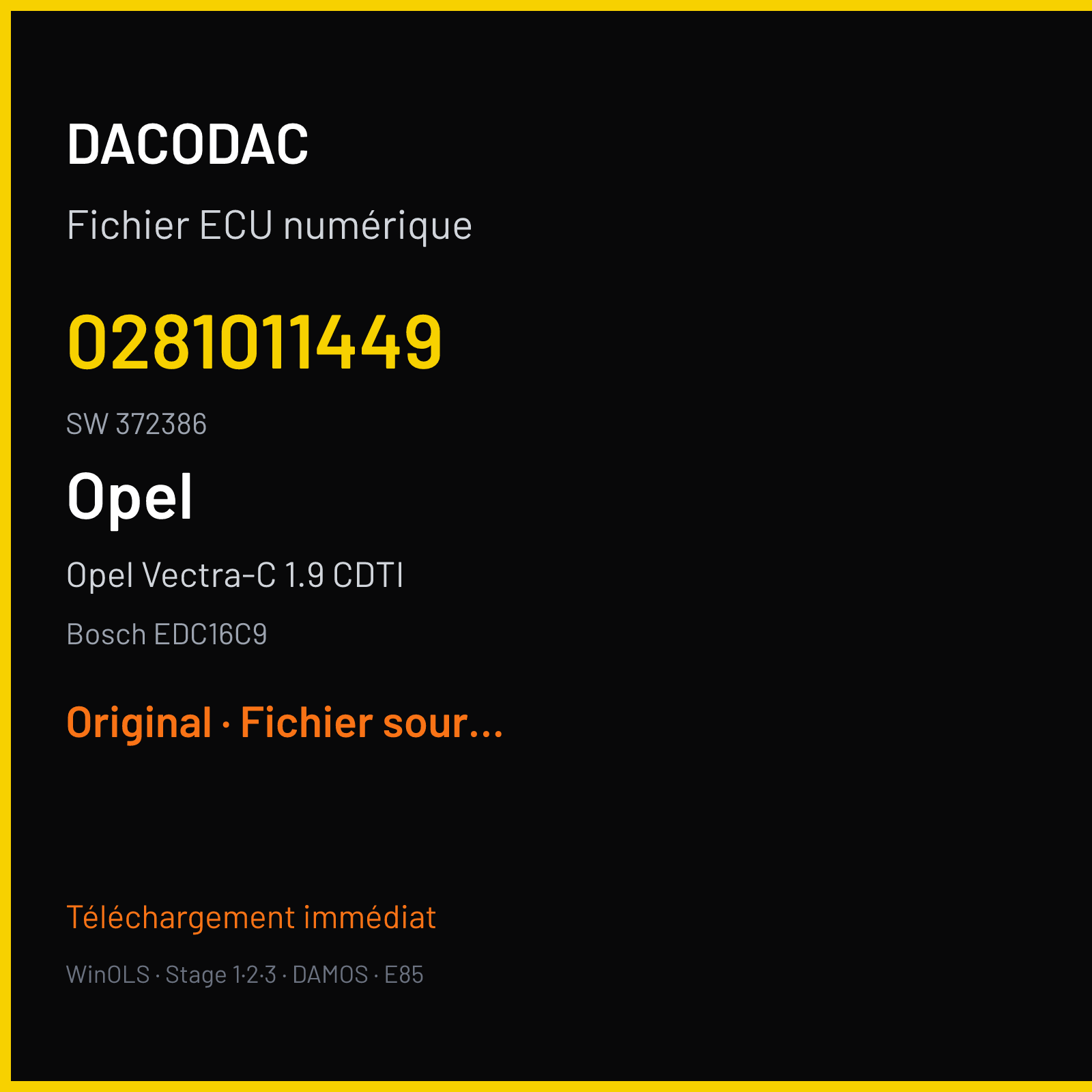 Opel Vectra-C 1.9 CDTI (2005) — Bosch EDC16C9 — 0281011449 · 372386 — Original