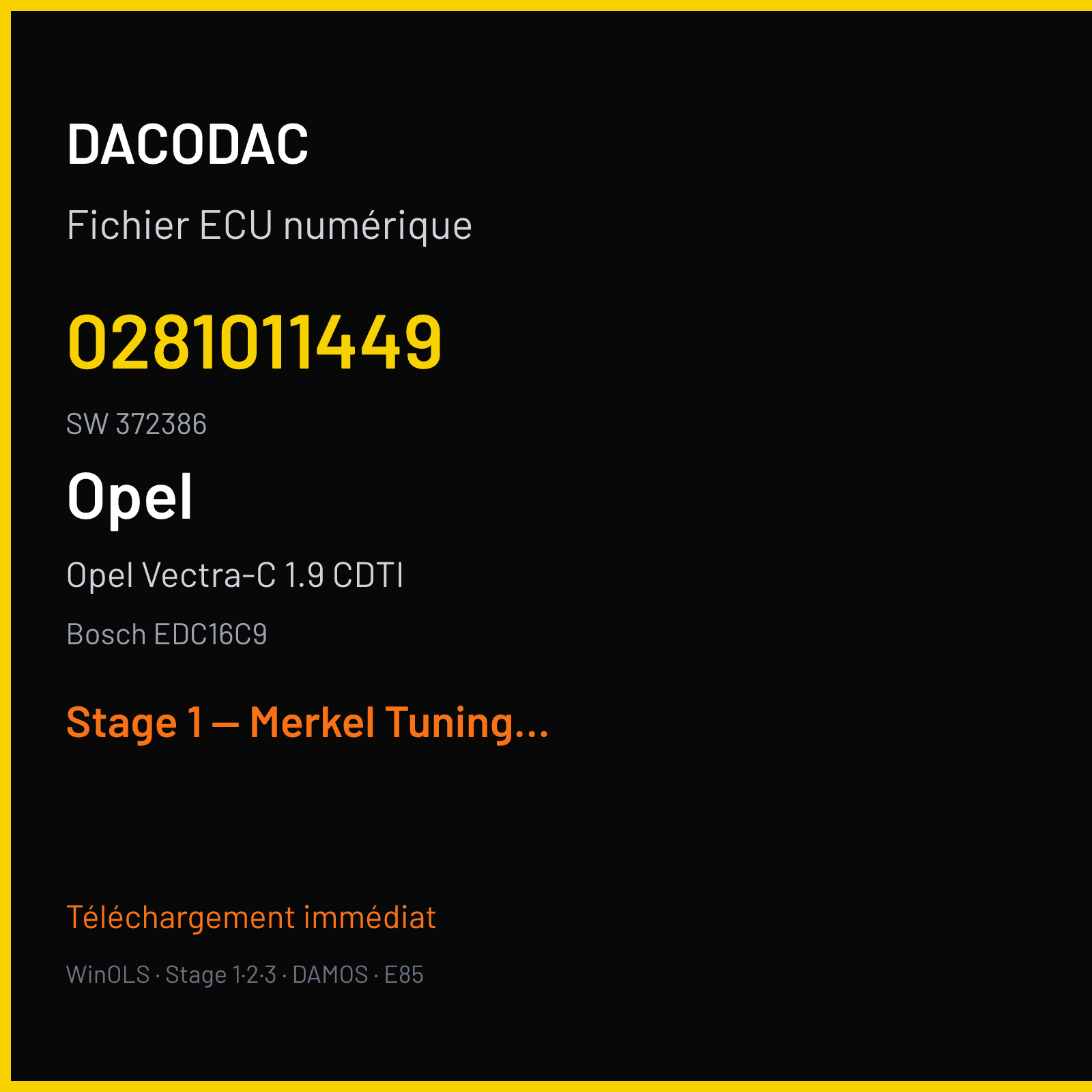 Opel Vectra-C 1.9 CDTI (2005) — Bosch EDC16C9 — 0281011449 · 372386 — Stage 1 — Merkel Tuning 101