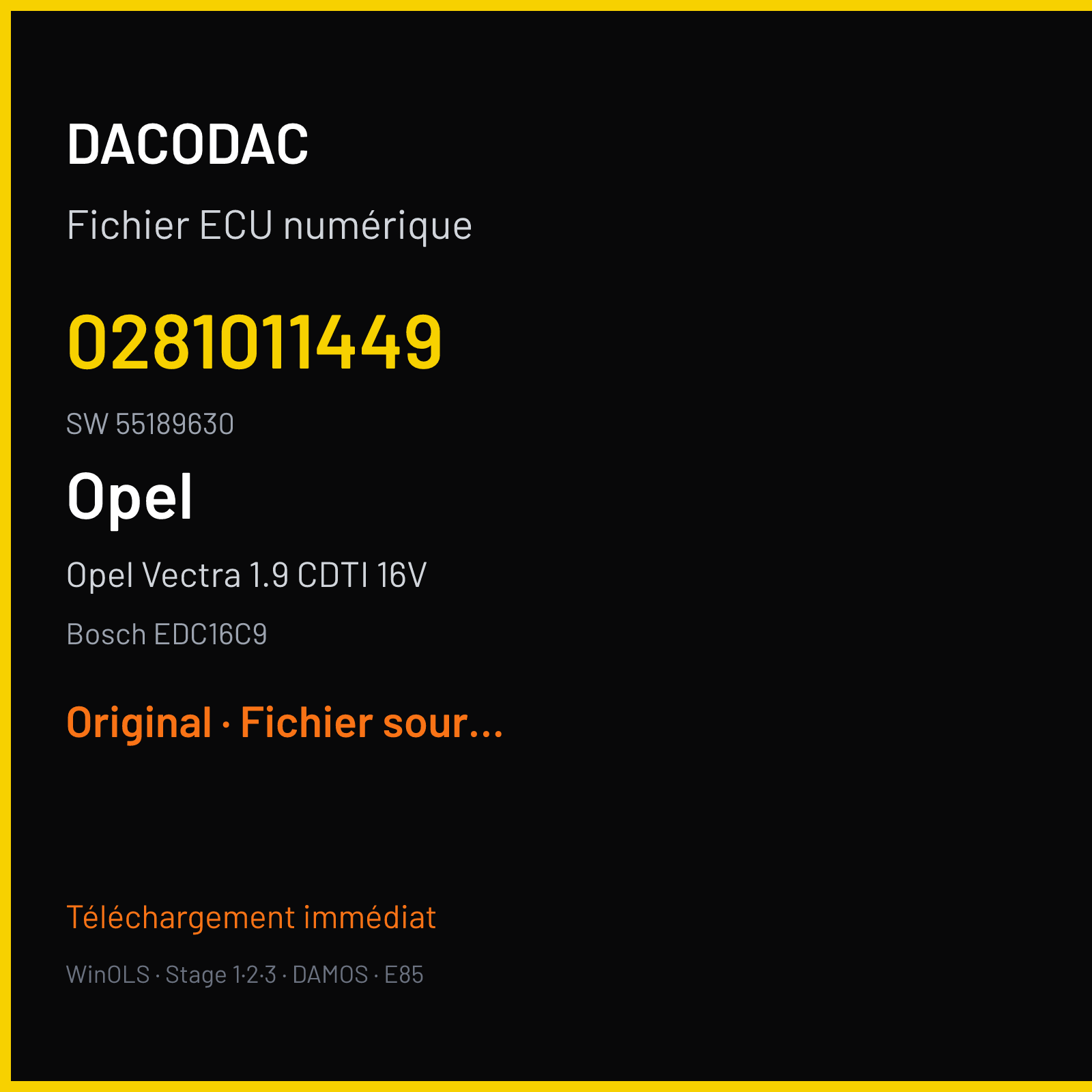 Opel Vectra 1.9 CDTI 16V (2004) — Bosch EDC16C9 — 0281011449 · 55189630 — Original