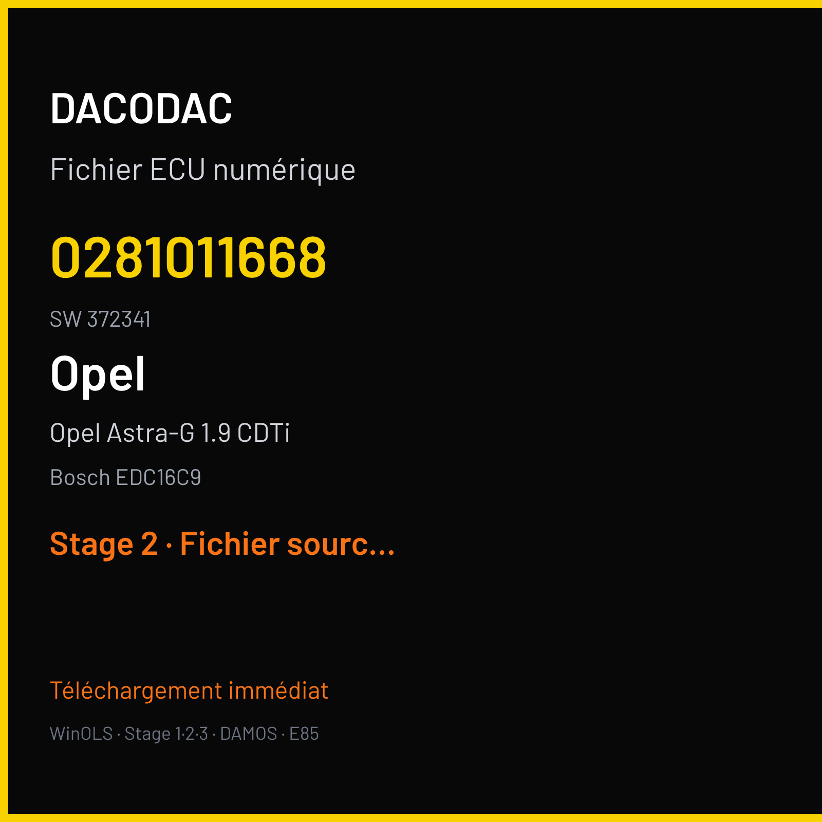 Opel Astra-G 1.9 CDTi — Bosch EDC16C9 — 0281011668 · 372341 — Stage 2
