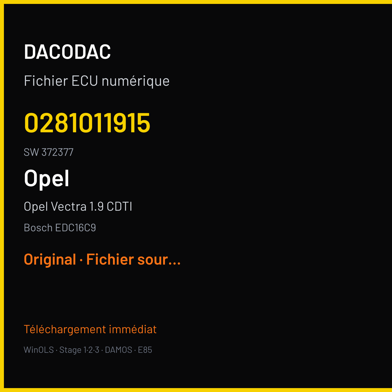 Opel Vectra 1.9 CDTI (2004) — Bosch EDC16C9 — 0281011915 · 372377 — Original