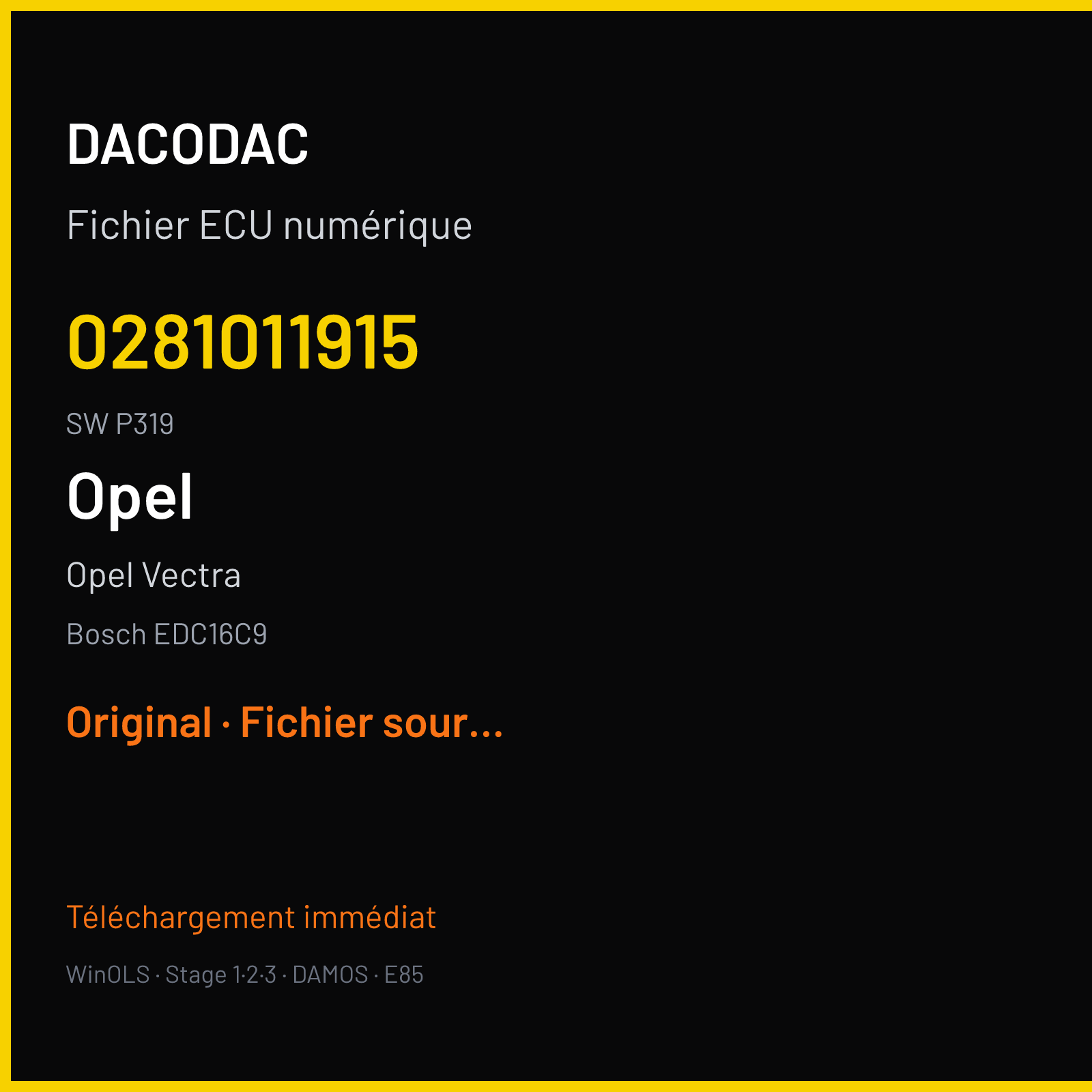 Opel Vectra — Bosch EDC16C9 — 0281011915 · P319 · O83 1037384323 — Original