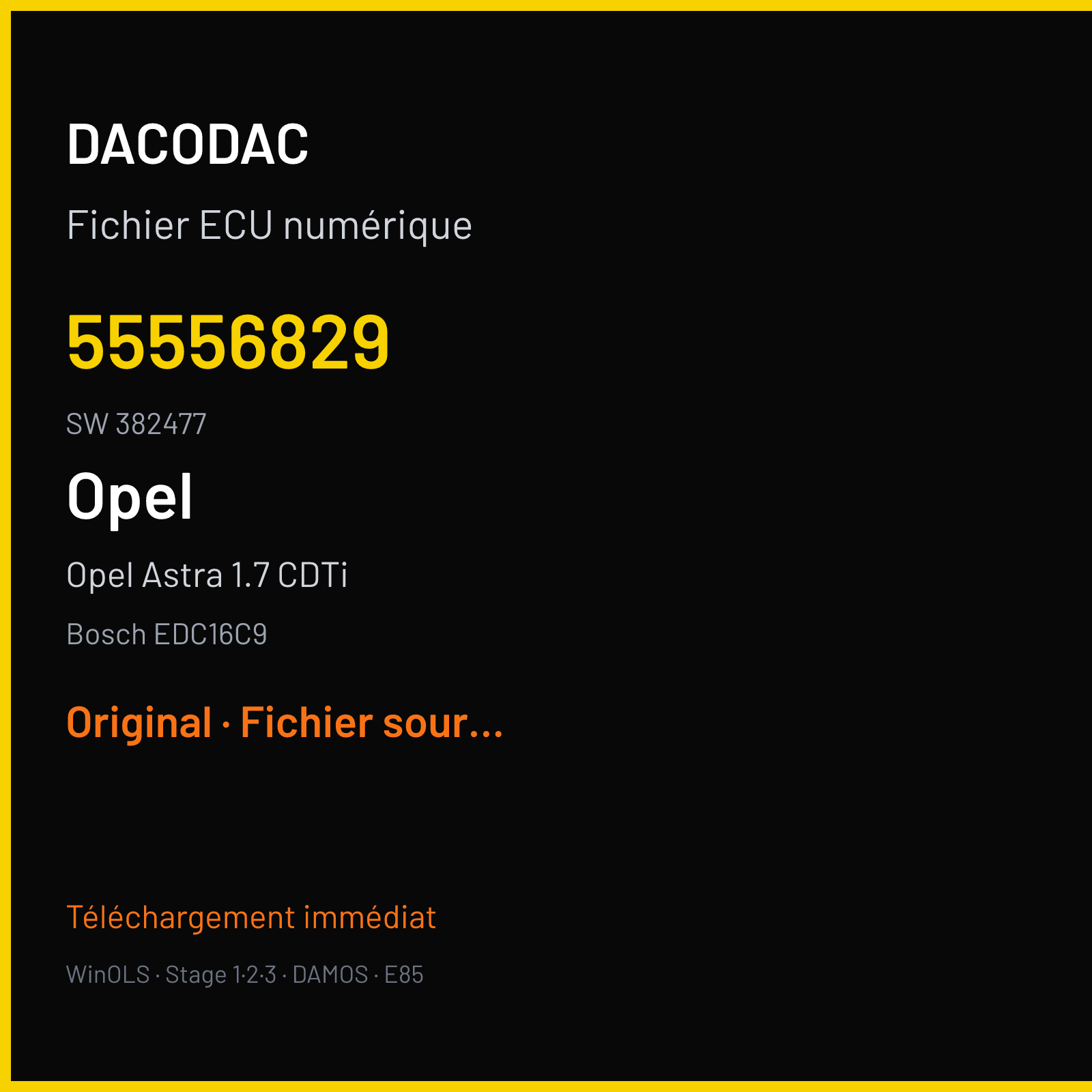 Opel Astra 1.7 CDTi (2005) — Bosch EDC16C9 — 55556829 · 382477 — Original