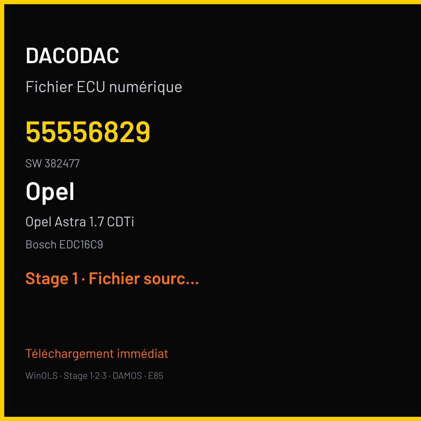 Opel Astra 1.7 CDTi (2005) — Bosch EDC16C9 — 55556829 · 382477 — Stage 1