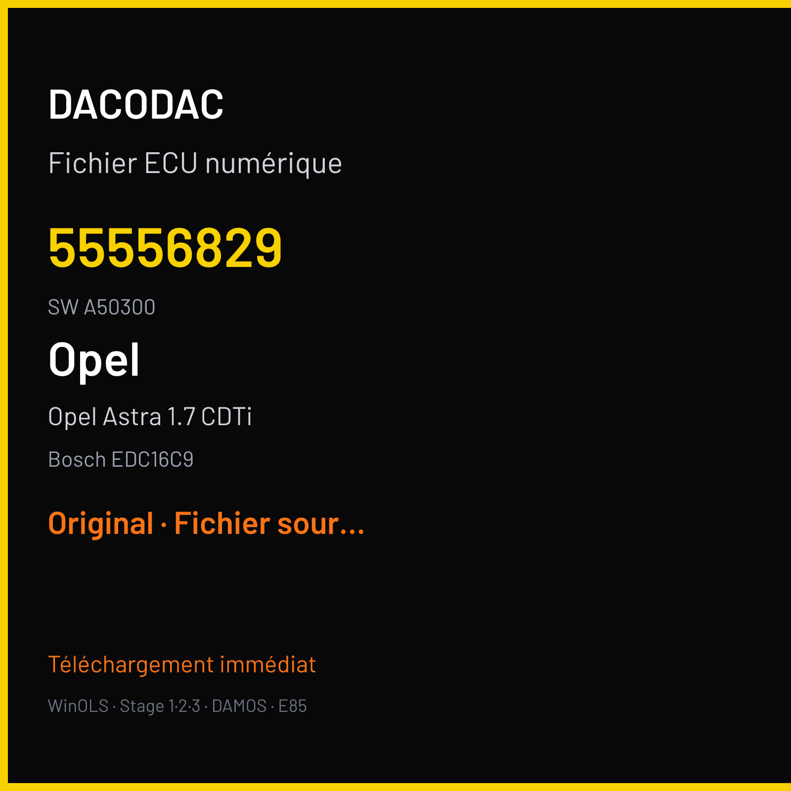Opel Astra 1.7 CDTi (2005) — Bosch EDC16C9 — 55556829 · A50300 — Original