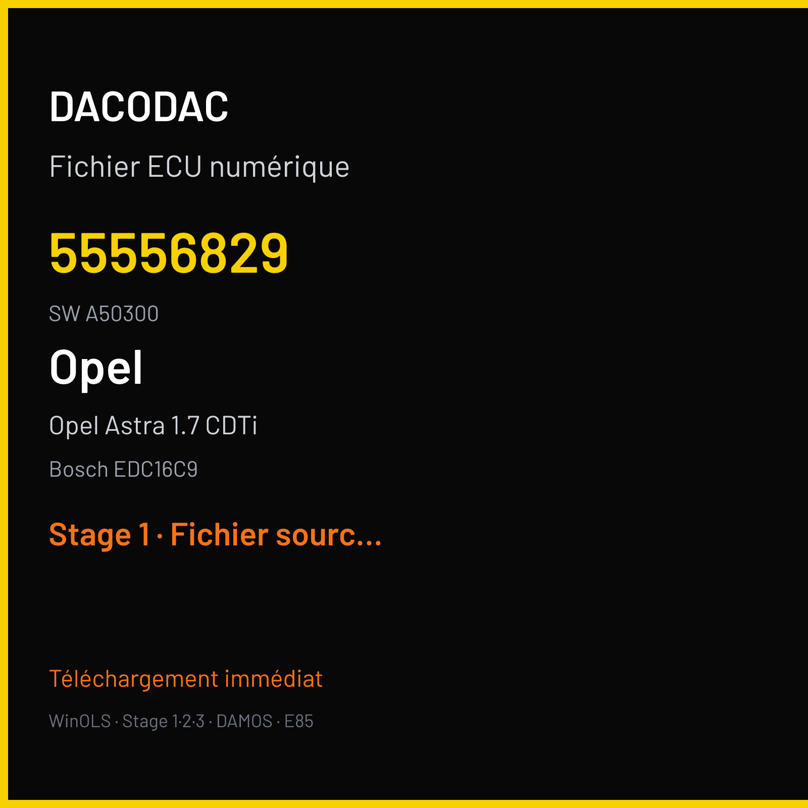 Opel Astra 1.7 CDTi (2005) — Bosch EDC16C9 — 55556829 · A50300 — Stage 1