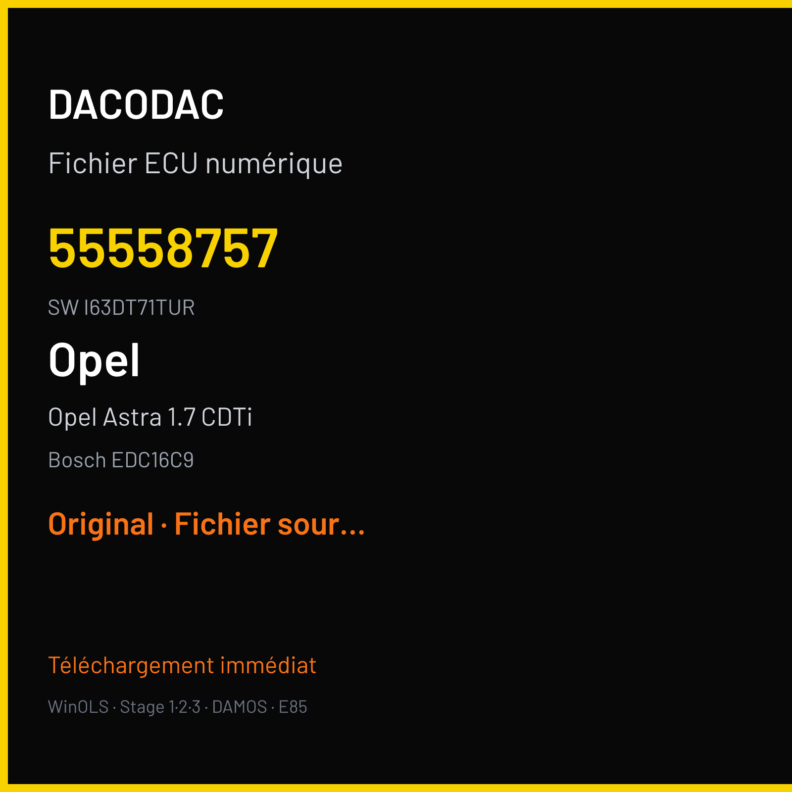 Opel Astra 1.7 CDTi (2005) — Bosch EDC16C9 — 55558757 · I63DT71TUR — Original