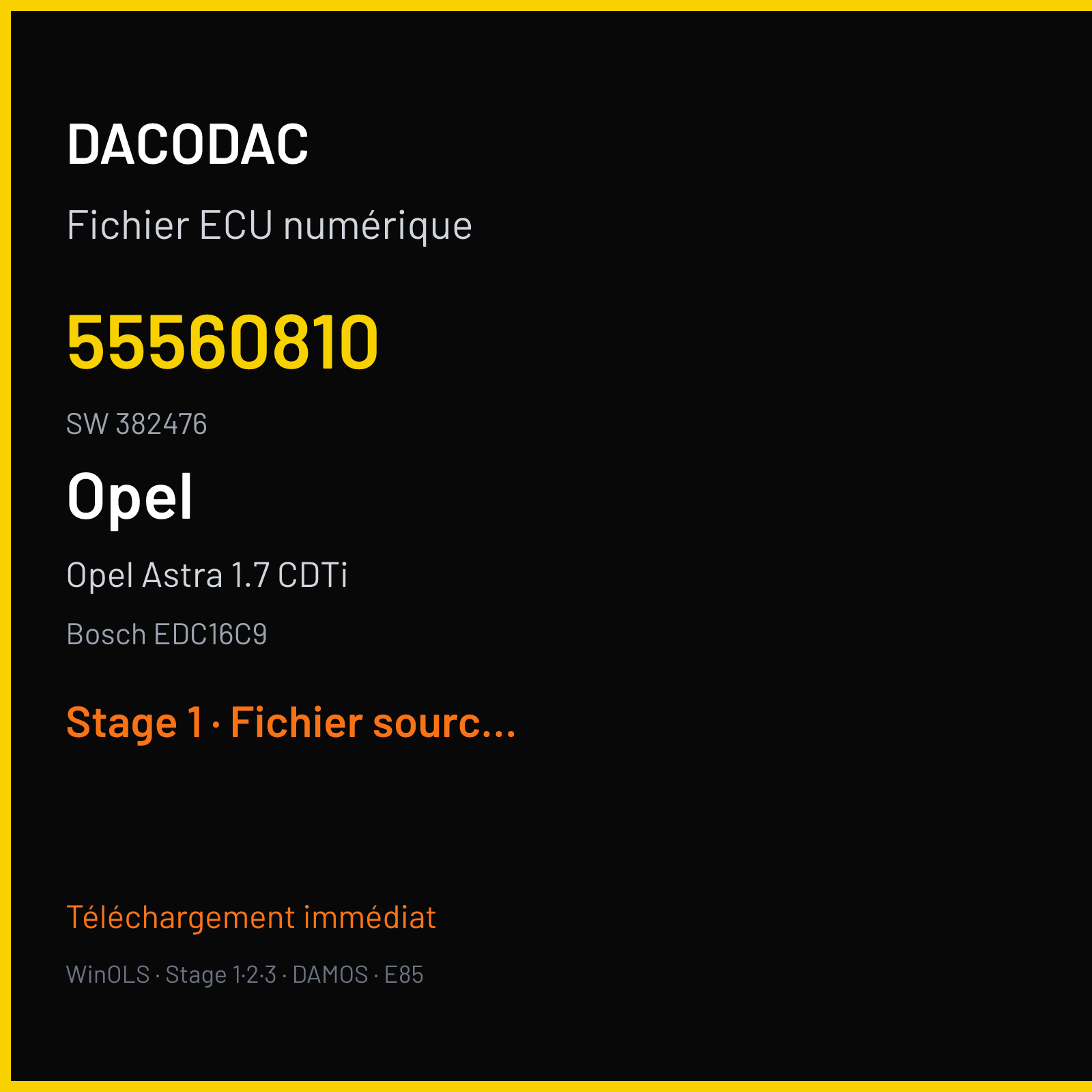 Opel Astra 1.7 CDTi (2005) — Bosch EDC16C9 — 55560810 · 382476 — Stage 1