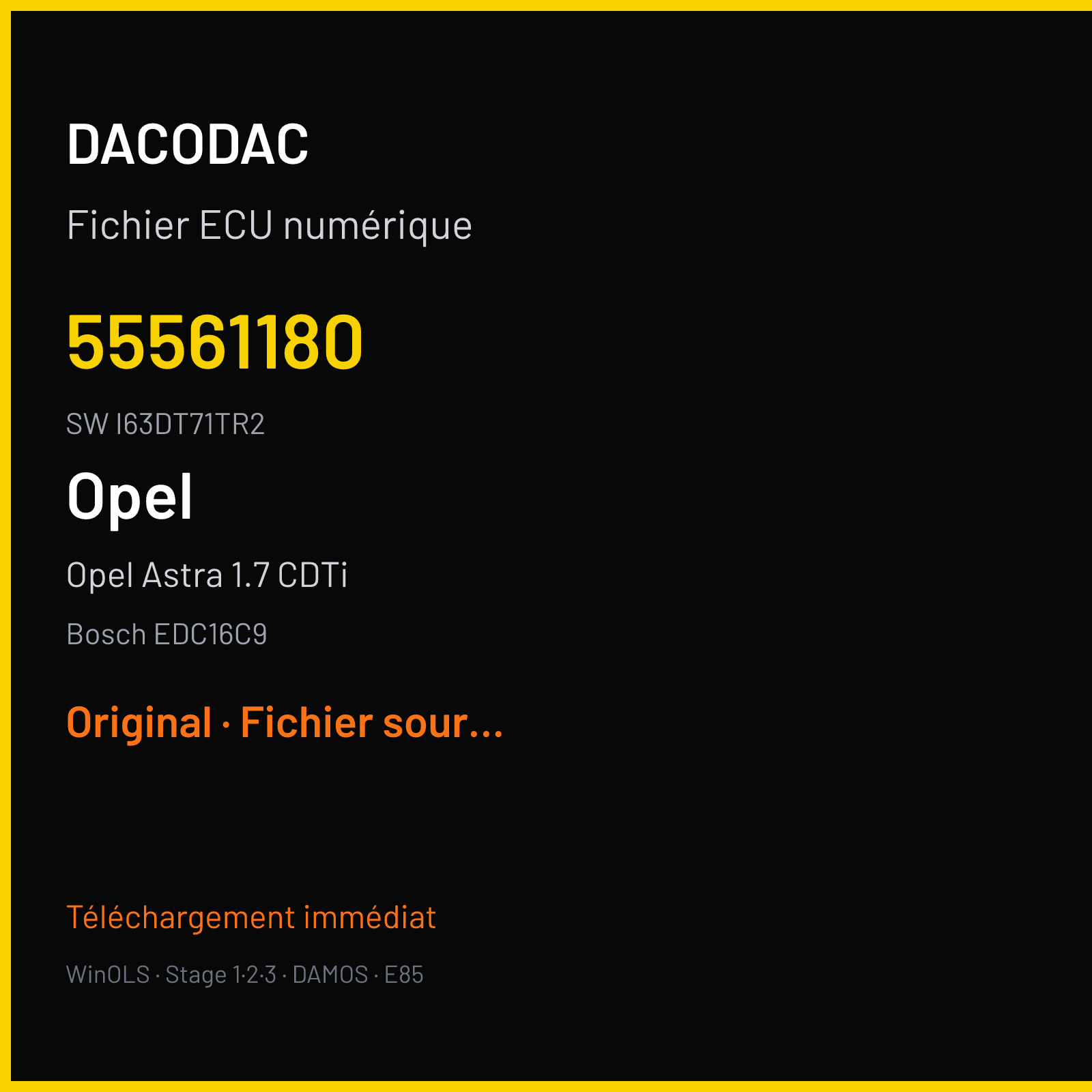Opel Astra 1.7 CDTi (2005) — Bosch EDC16C9 — 55561180 · I63DT71TR2 — Original
