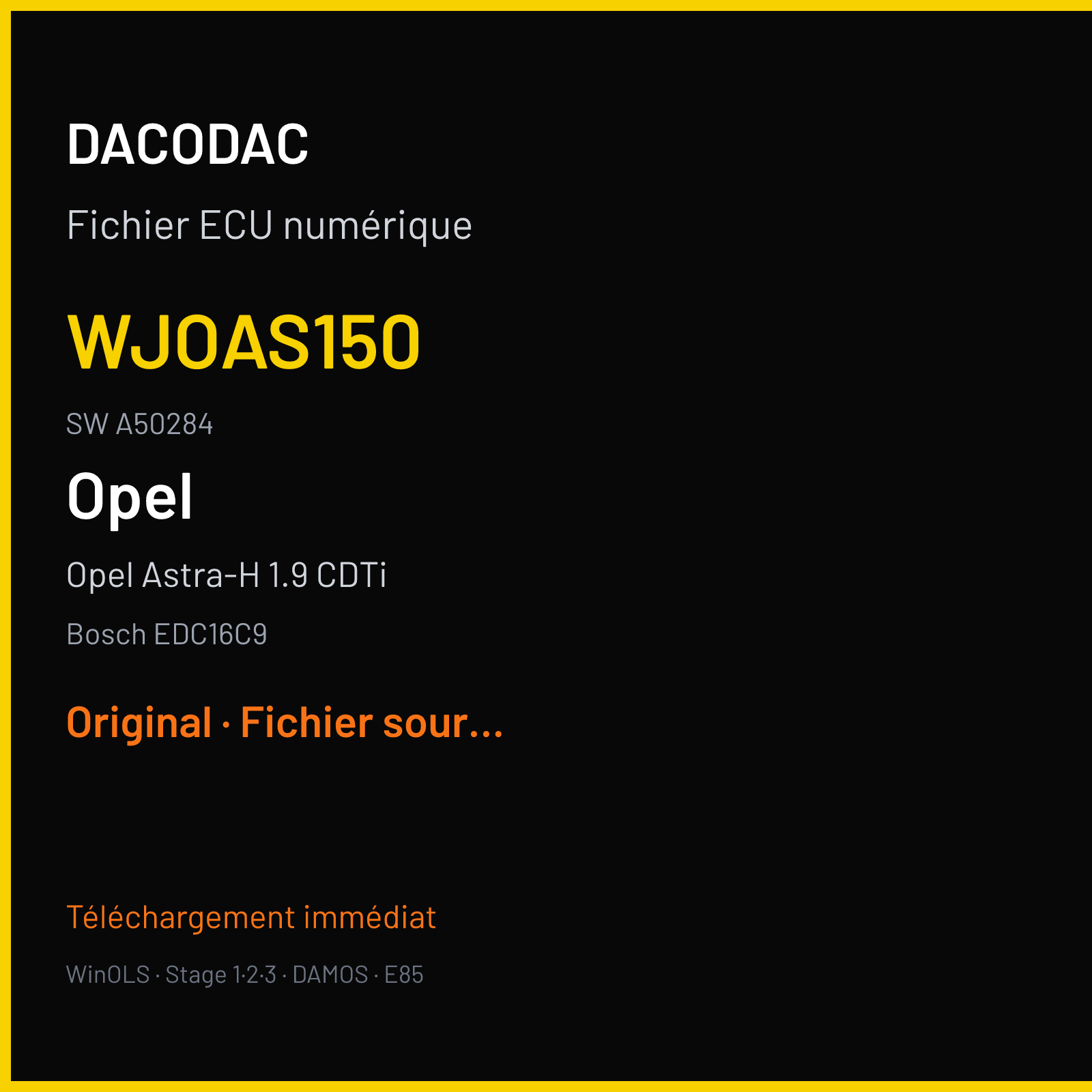 Opel Astra-H 1.9 CDTi (2005) — Bosch EDC16C9 — WJOAS150 · A50284 — Original