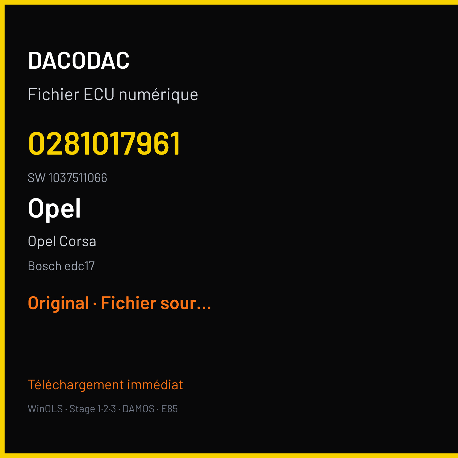 Opel Corsa (2011) — Bosch edc17 — 0281017961 · 1037511066 — Original