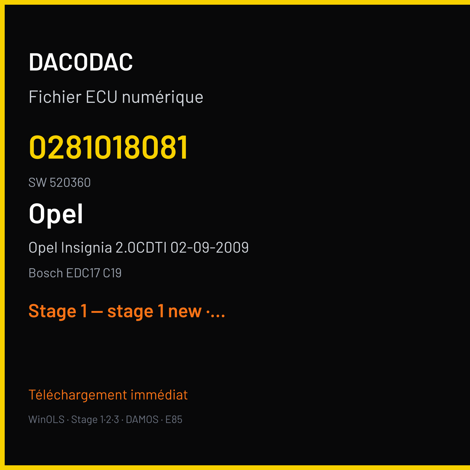 Opel Insignia 2.0CDTI 02-09-2009 — Bosch EDC17 C19 — 0281018081 · 520360 — Stage 1 — stage 1 new
