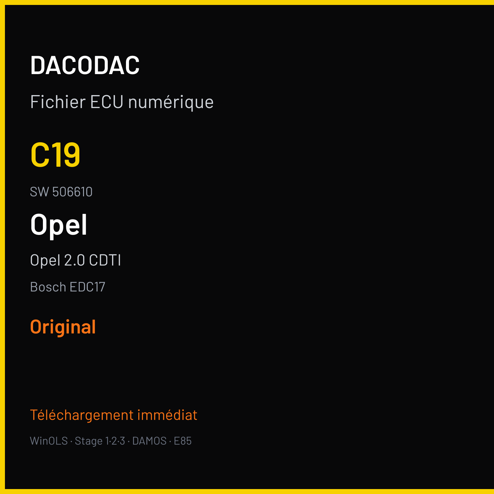 Opel 2.0 CDTI (2011) — Bosch EDC17 — C19 · 506610 — Original