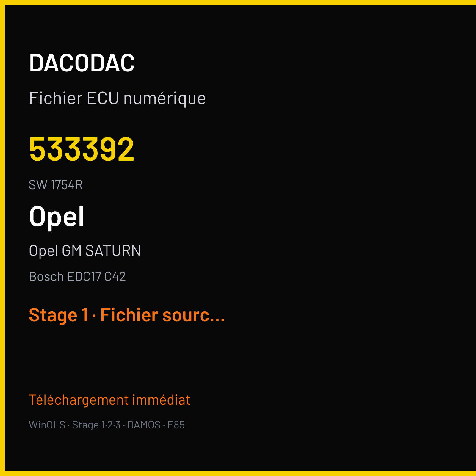 Opel GM SATURN — Bosch EDC17 C42 — 533392 · 1754R — Stage 1