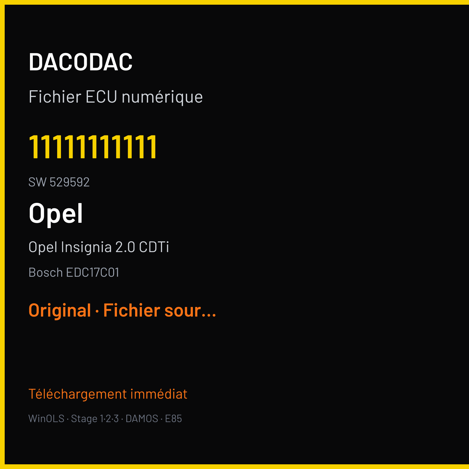 Opel Insignia 2.0 CDTi 130 ch (2010) — Bosch EDC17C01 — 11111111111 · 529592 — Original