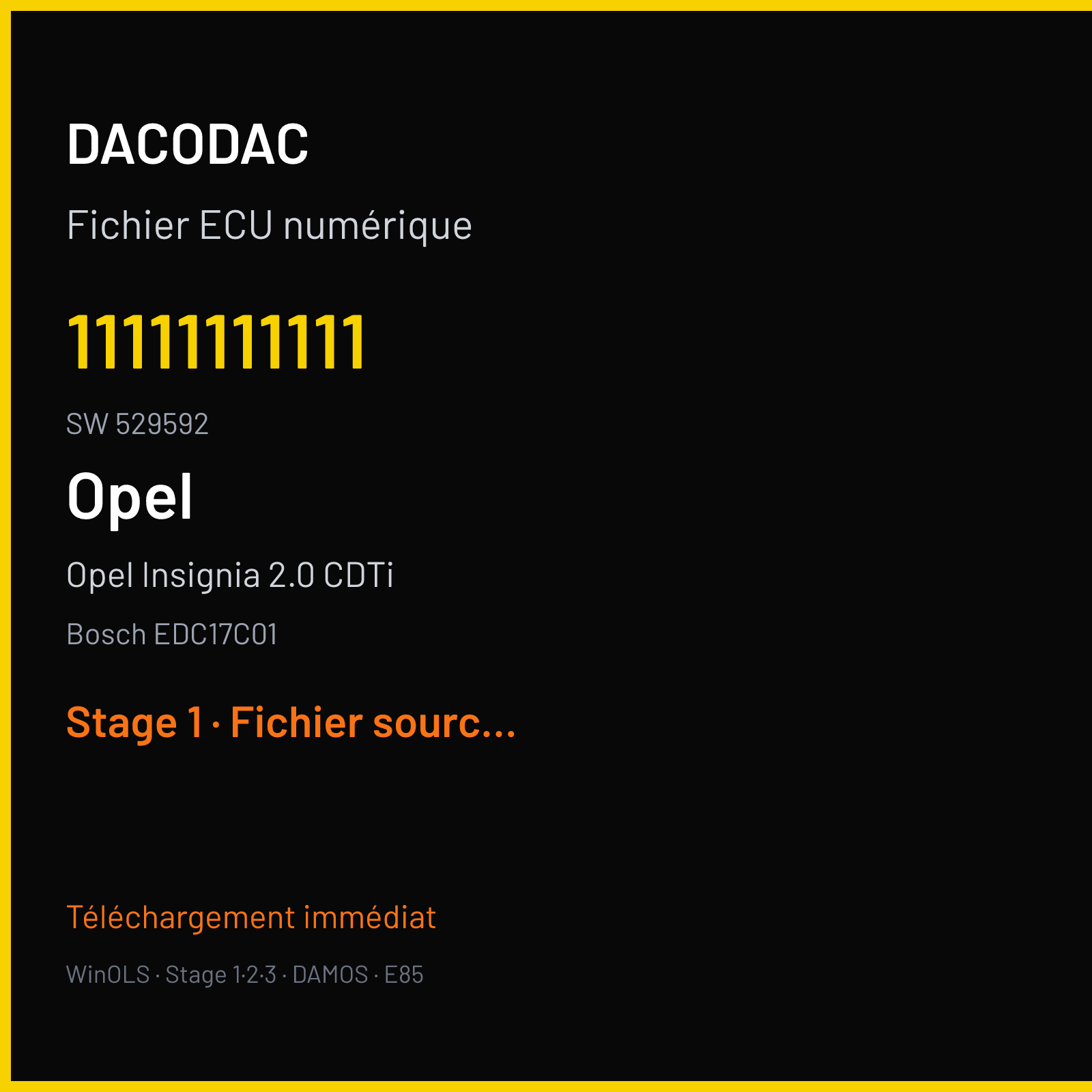 Opel Insignia 2.0 CDTi 130 ch (2010) — Bosch EDC17C01 — 11111111111 · 529592 — Stage 1