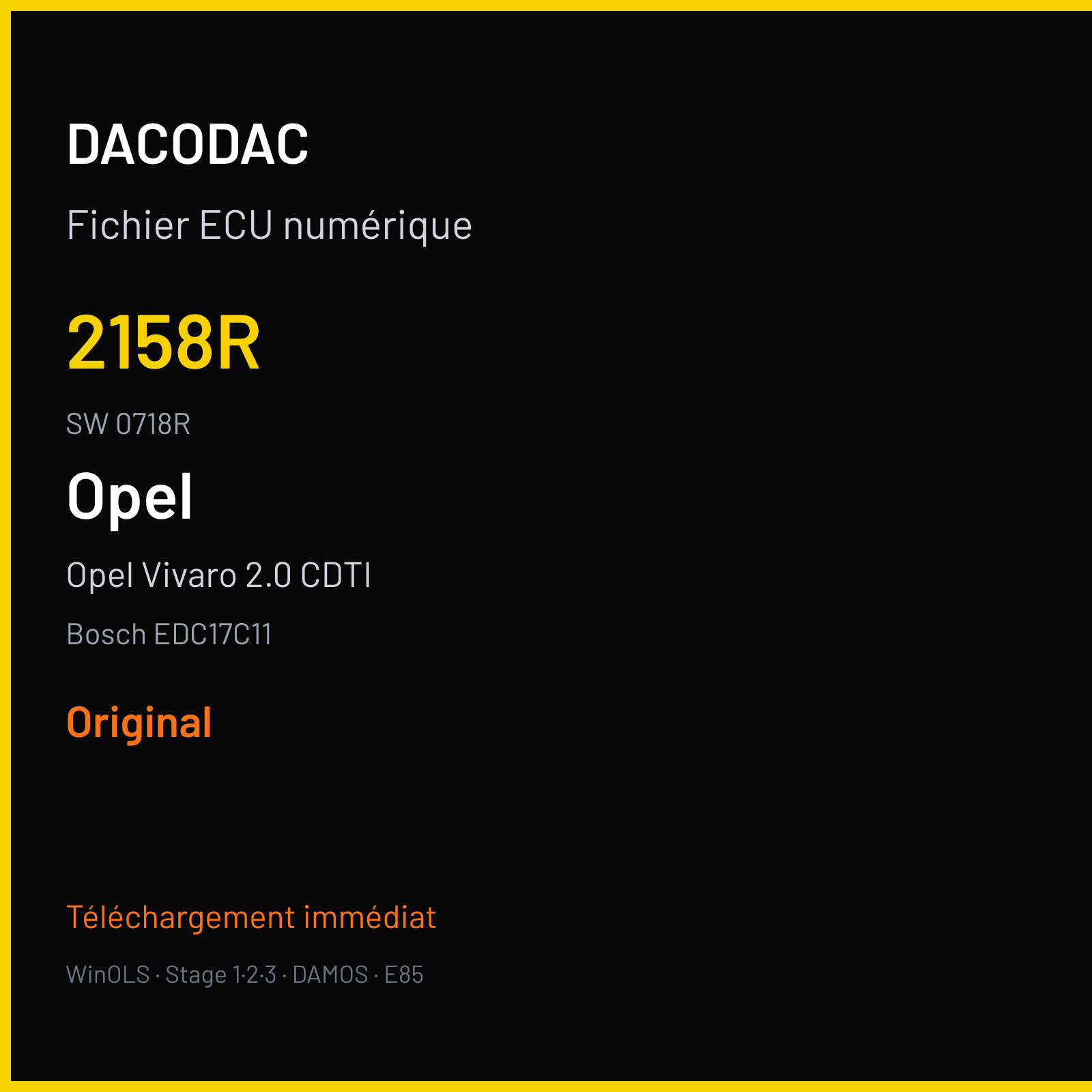 Opel Vivaro 2.0 CDTI 114 ch — Bosch EDC17C11 — 2158R · 0718R · 520670 — Original