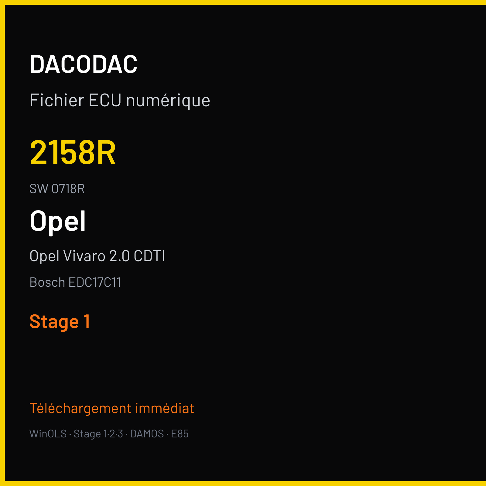 Opel Vivaro 2.0 CDTI 114 ch — Bosch EDC17C11 — 2158R · 0718R · 520670 — Stage 1