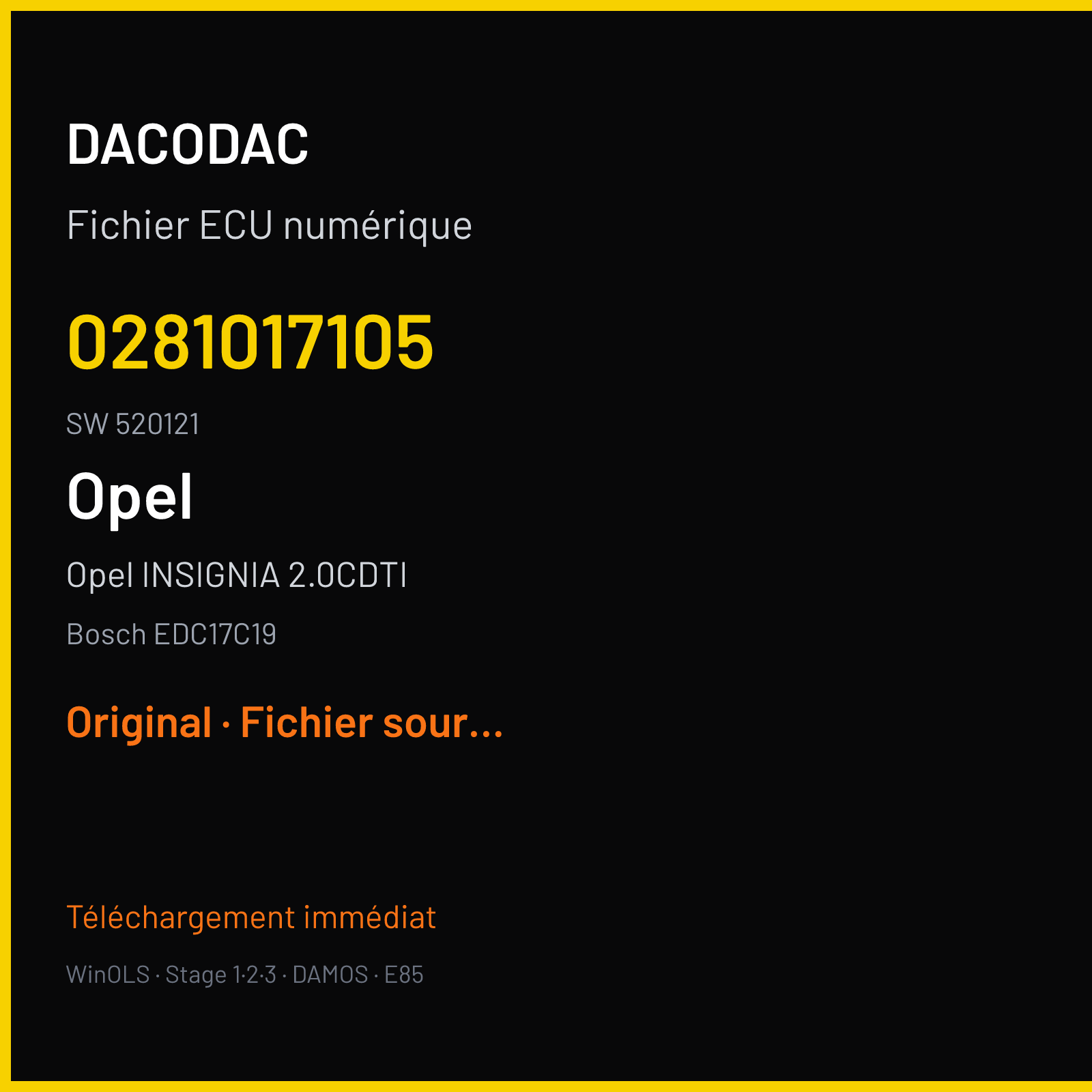 Opel INSIGNIA 2.0CDTI (2009) — Bosch EDC17C19 — 0281017105 · 520121 — Original